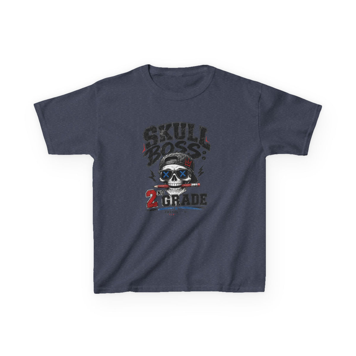 Kids Tee — "Skull Boss 2nd Grade" Back-to-School Graphic Shirt