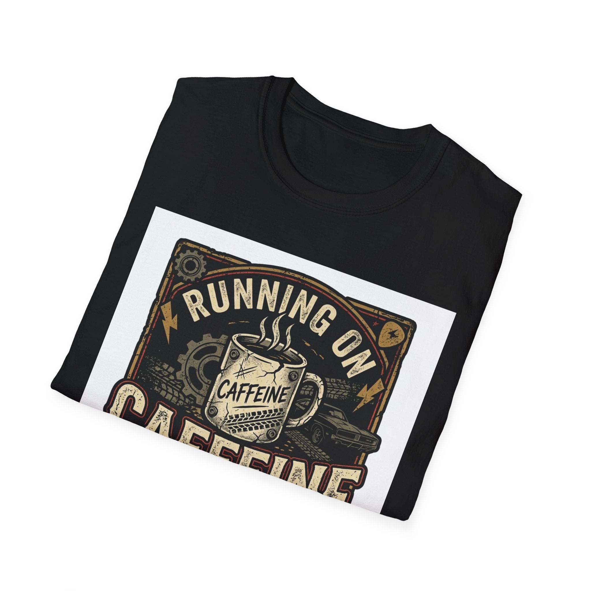 T-Shirt — "Running on Caffeine & Poor Choices" Vintage Coffee Shirt