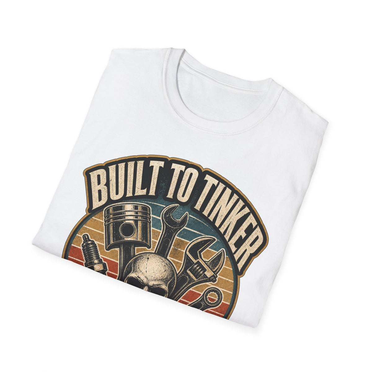 Built to Tinker Car Parts and Tools Tee — Vintage Mechanic Skull Shirt