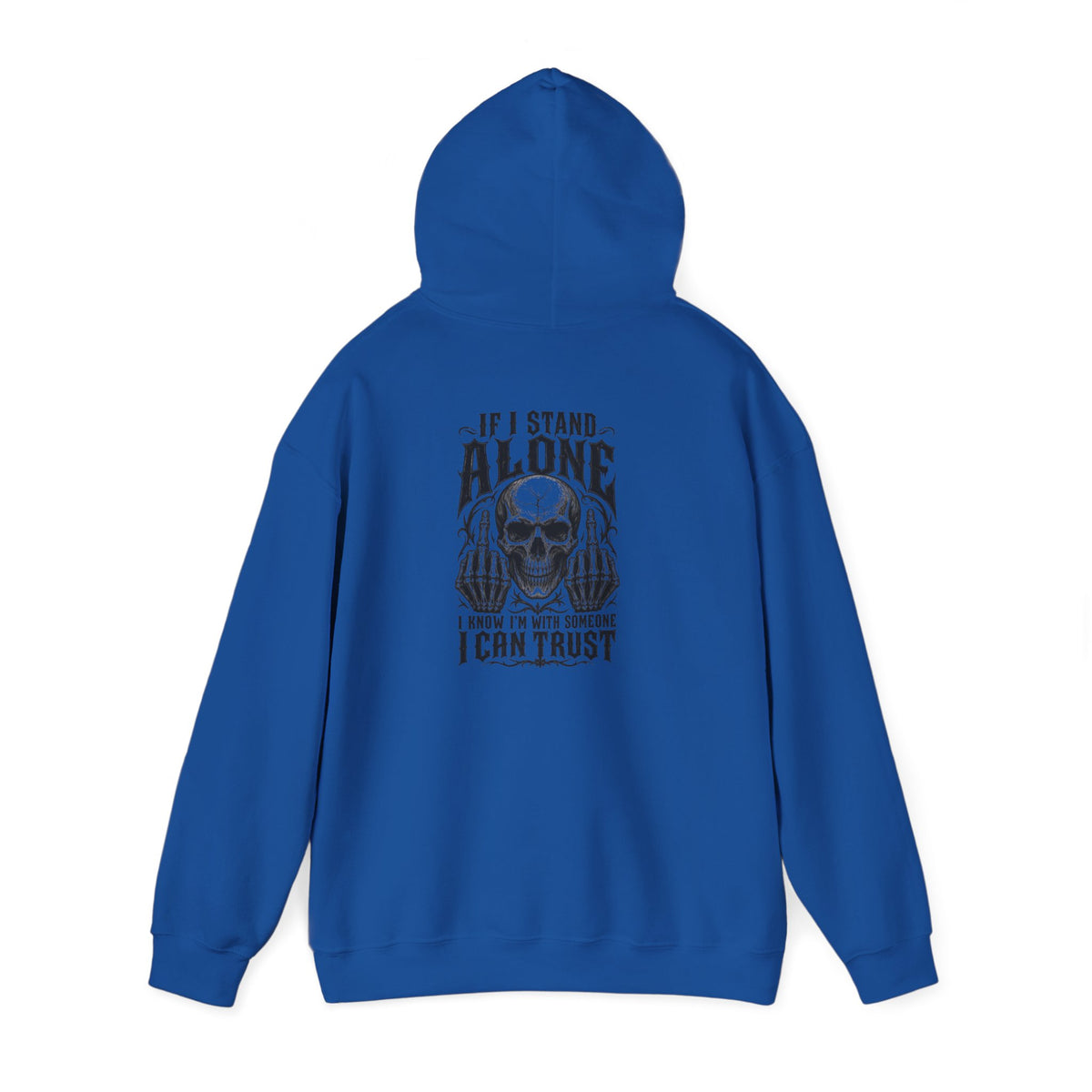 Skull Graphic Hoodie - "Alone I Can Trust" Gothic Skull Back Print