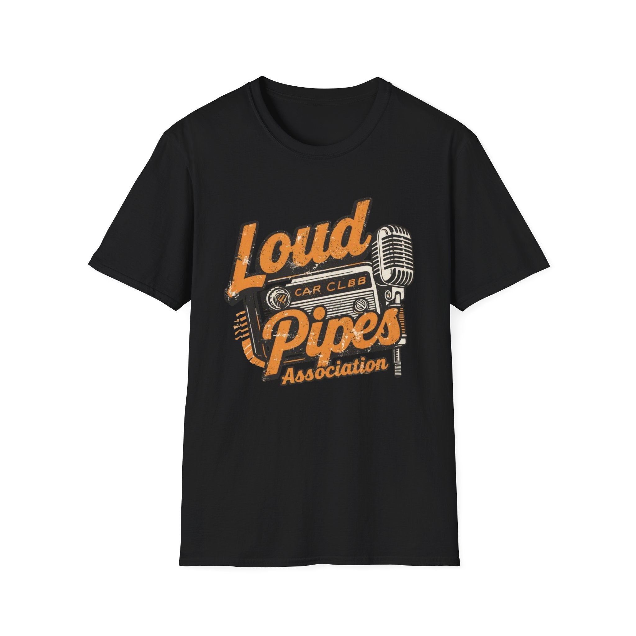 Loud Pipes Car Club T-Shirt – Vintage Microphone Automotive Tee
