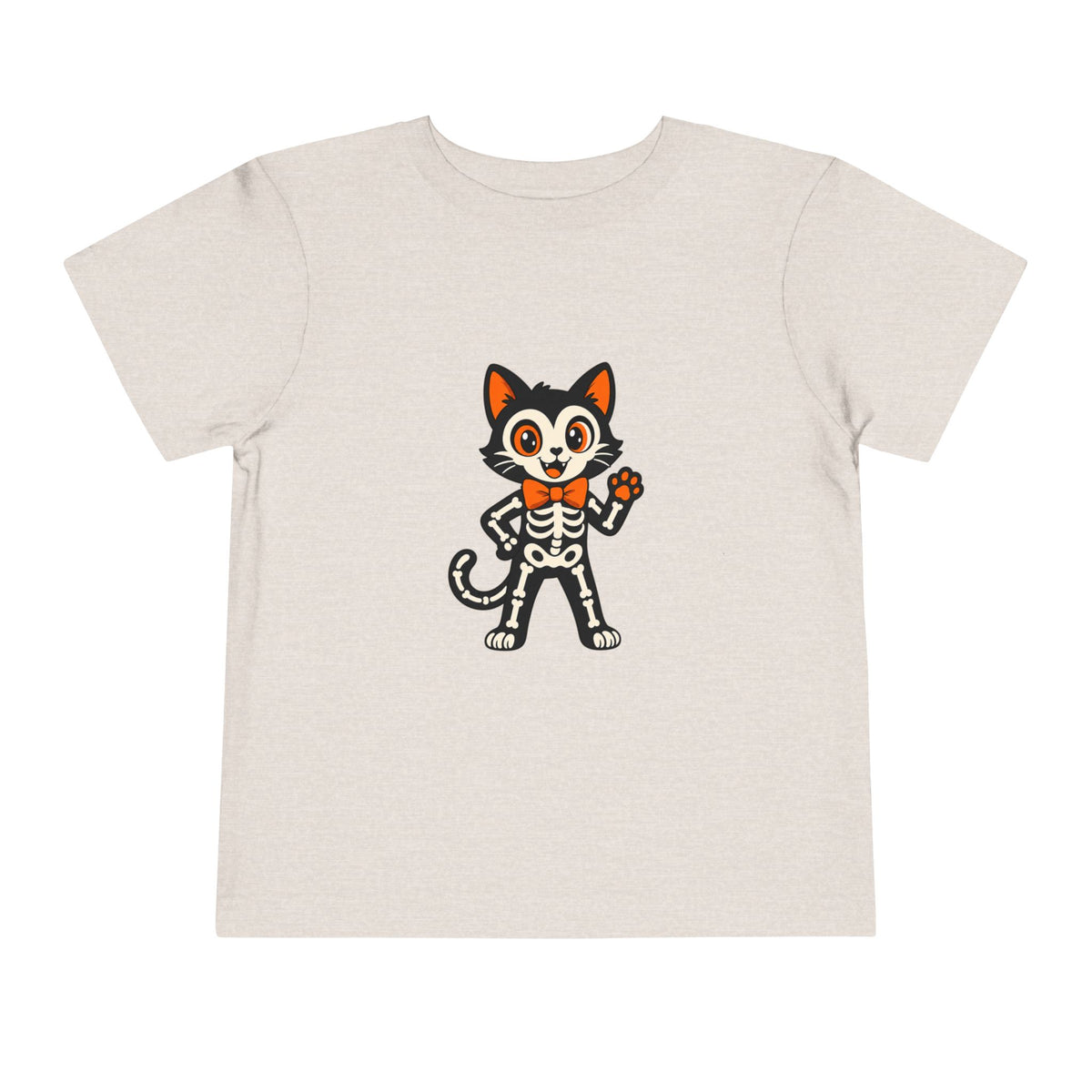 Toddler Tee — Cute Cat Skeleton Halloween Shirt
