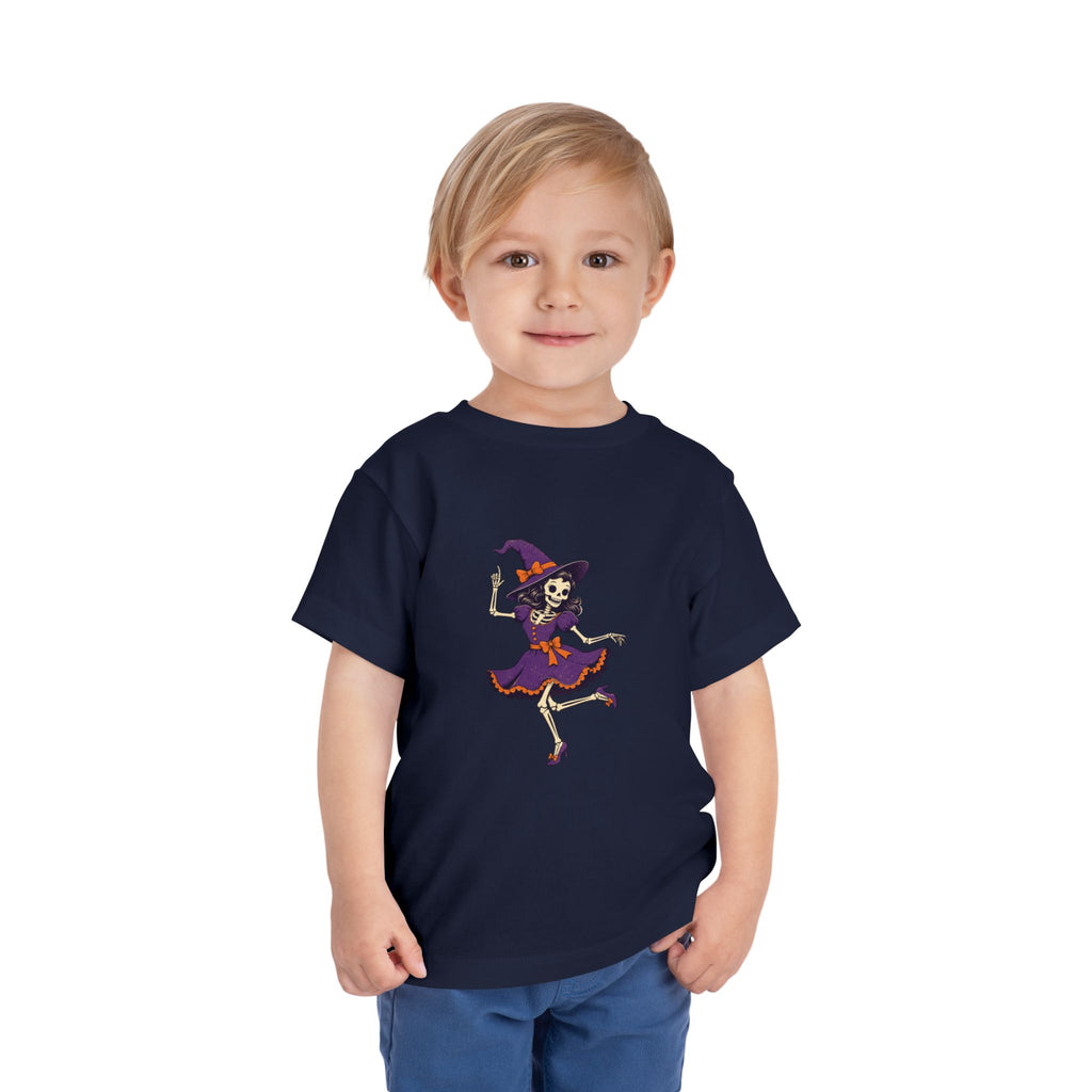 Toddler Witch Skeleton Tee — Cute Dancing Skeleton Halloween Shirt for Kids