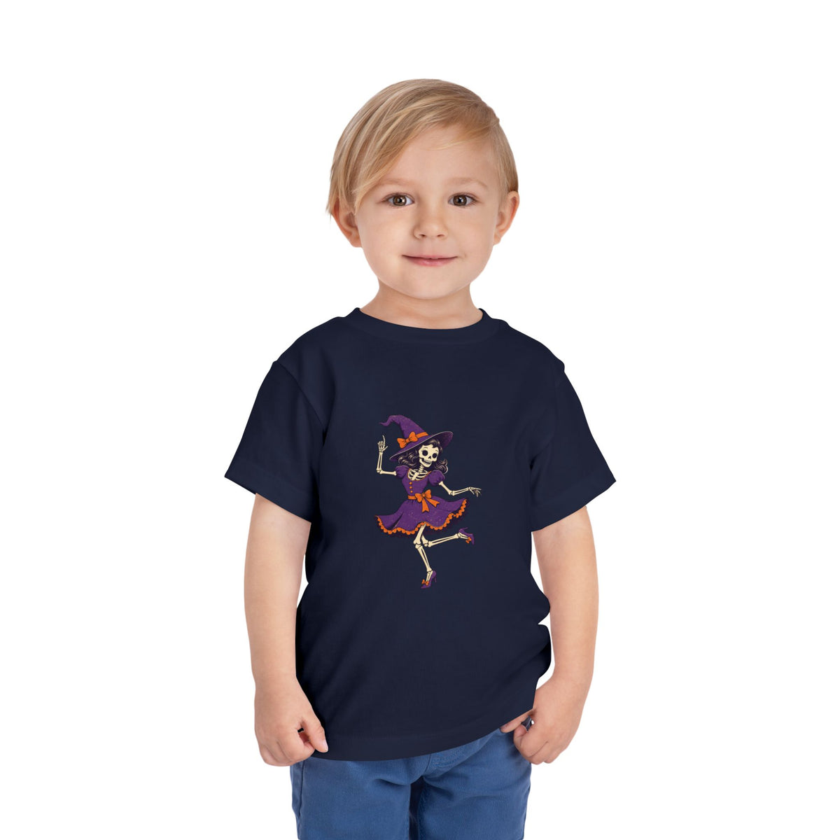Toddler Witch Skeleton Tee — Cute Dancing Skeleton Halloween Shirt for Kids