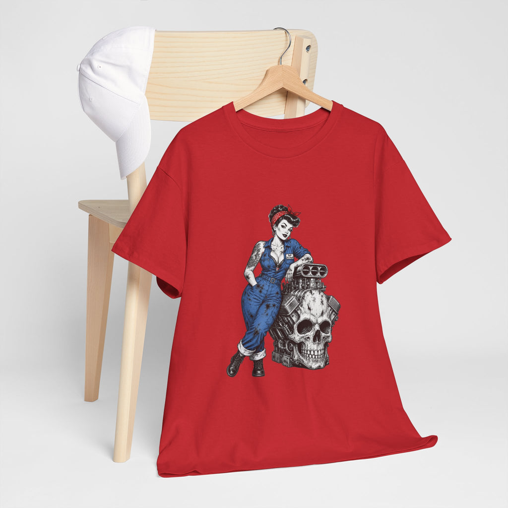 Rosie the Riveter Skull Tee — Feminist Retro Workwear Graphic T-Shirt