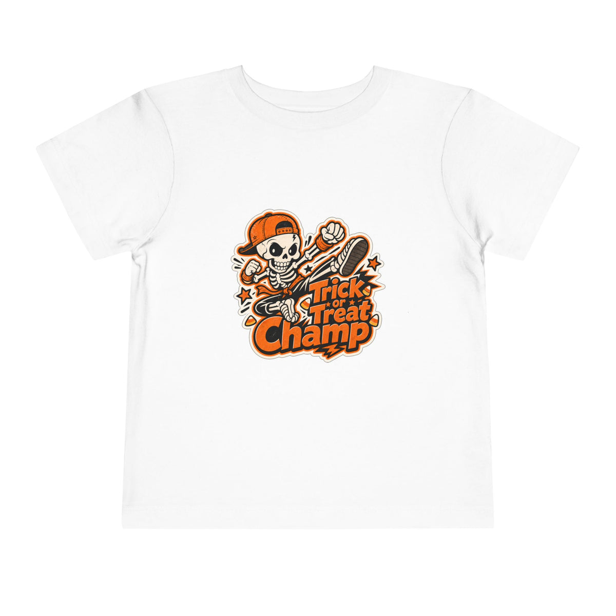 Toddler Tee — 'Trick or Treat Champ' Halloween Skeleton Skate Graphic