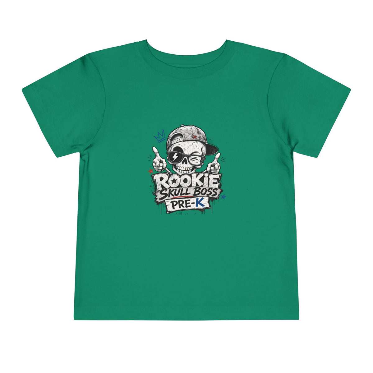 Toddler Tee — "Rookie Skull Boss Pre-K" Graphic Shirt