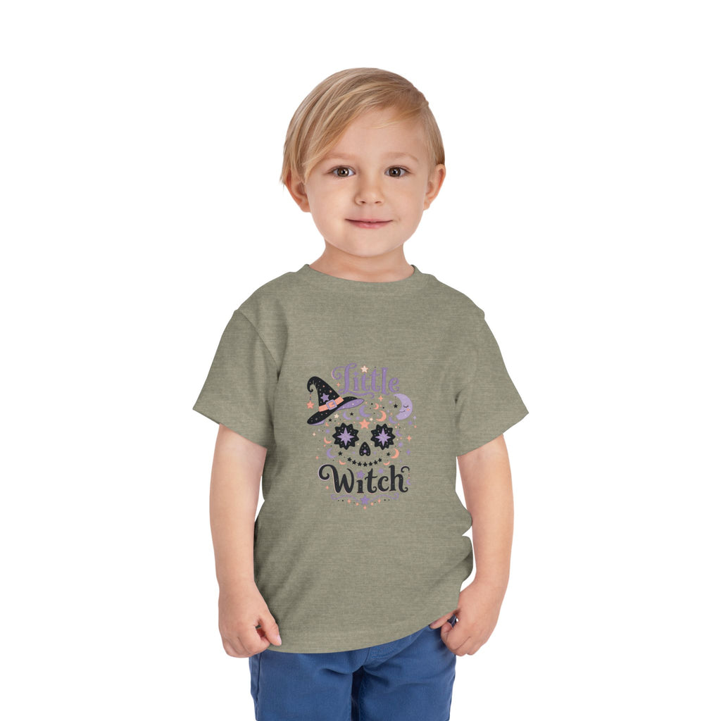 Toddler Tee — "Little Witch" Halloween Skull Hat Graphic