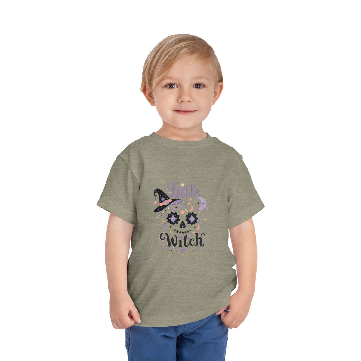 Toddler Tee — "Little Witch" Halloween Skull Hat Graphic