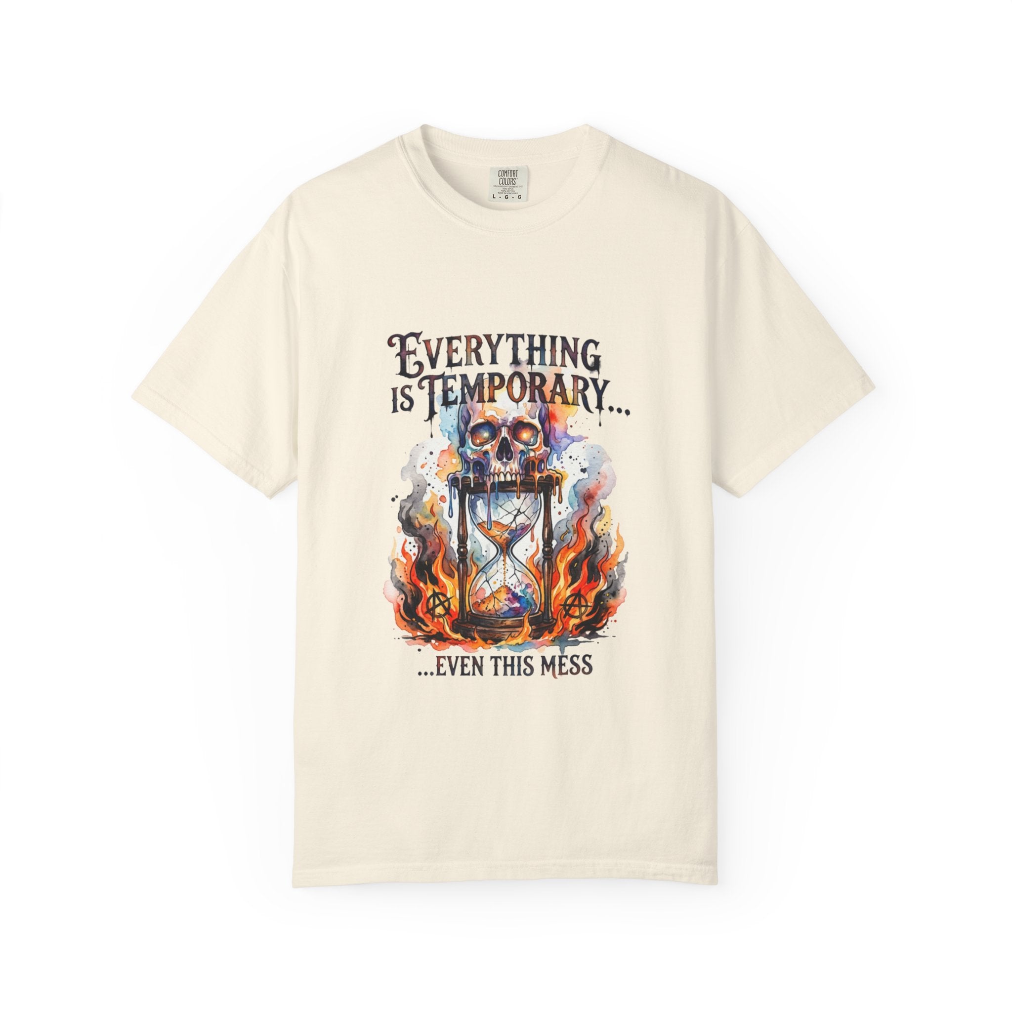 Everything Is Temporary T-Shirt — Skull Hourglass Graphic Tee