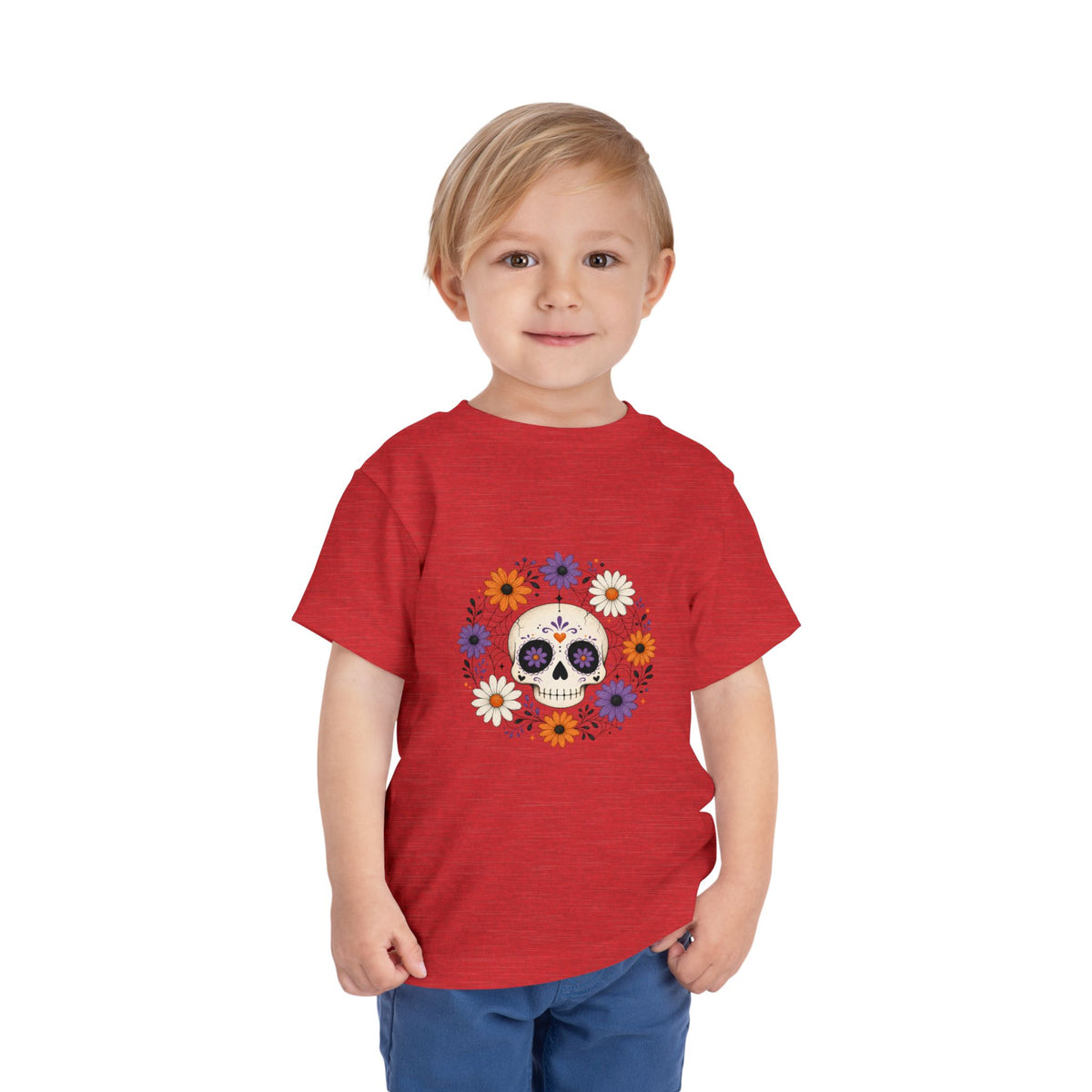 Toddler Tee — Floral Sugar Skull Day of the Dead Kids Shirt