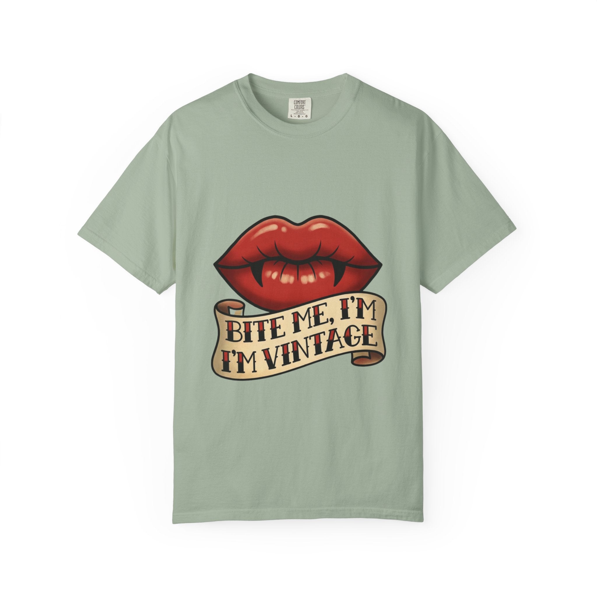 Vintage Tattoo Lips T-Shirt — "Bite Me, I'm Vintage" Graphic Tee