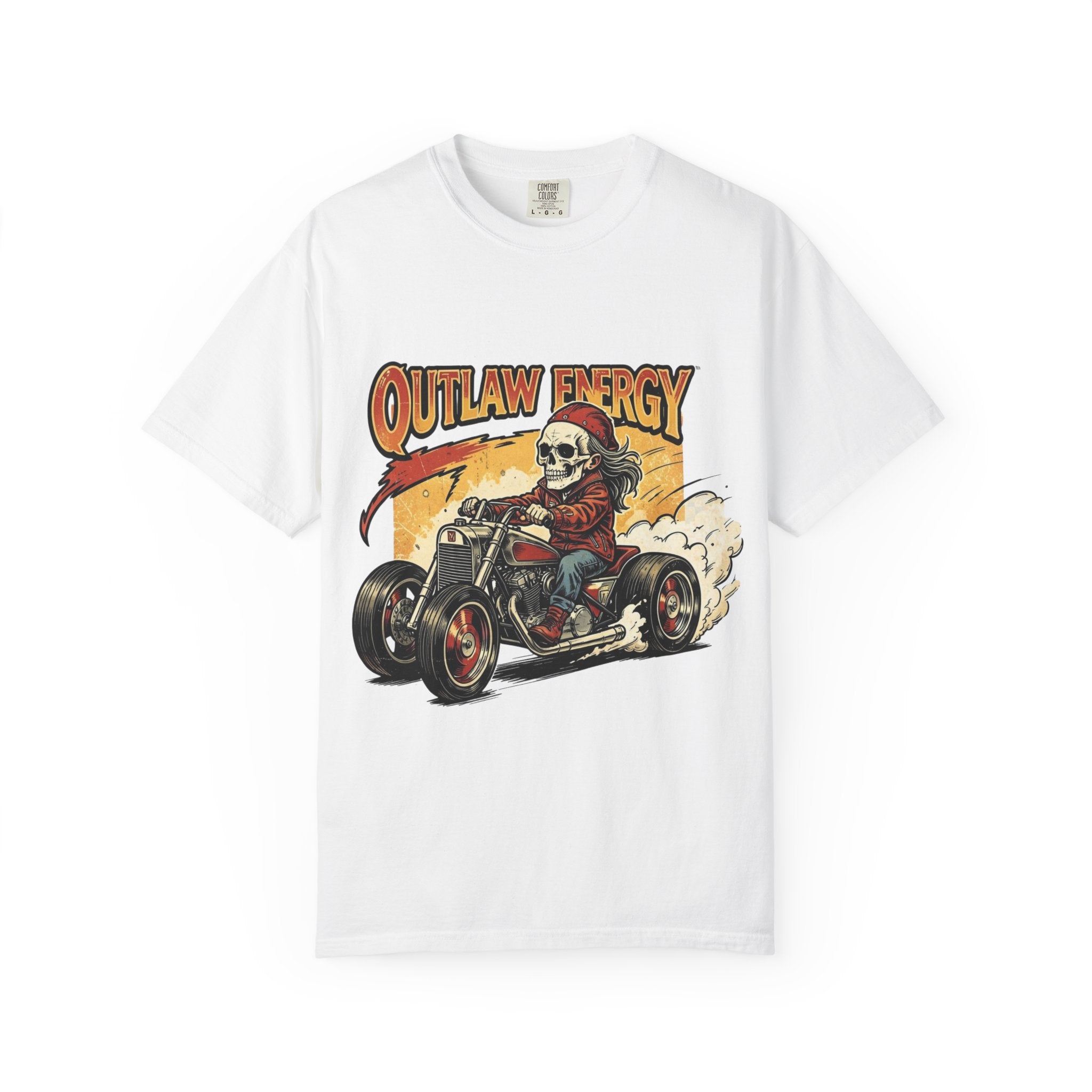 Outlaw Energy T-Shirt — Vintage Skull Hot Rod Graphic Tee