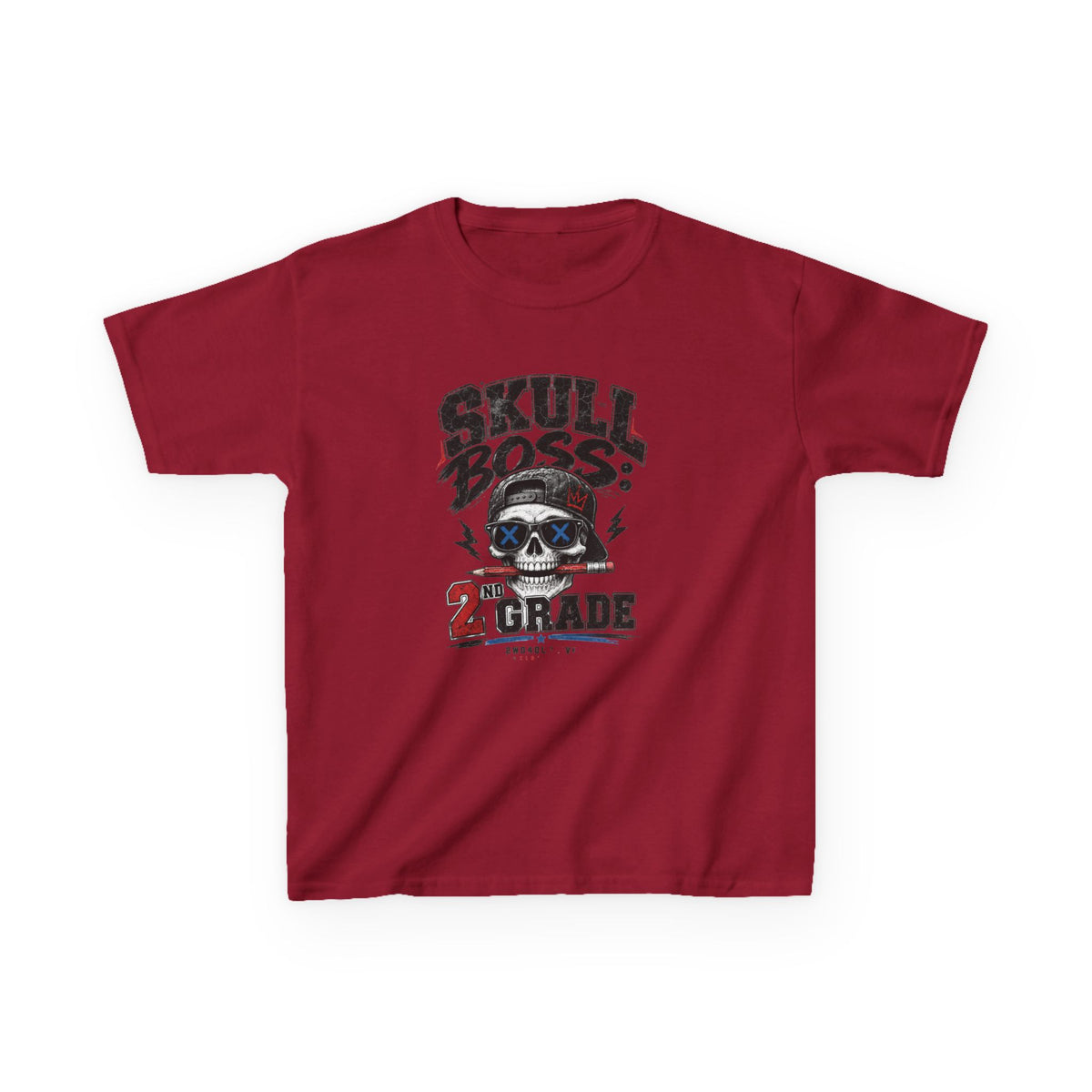 Kids Tee — "Skull Boss 2nd Grade" Back-to-School Graphic Shirt