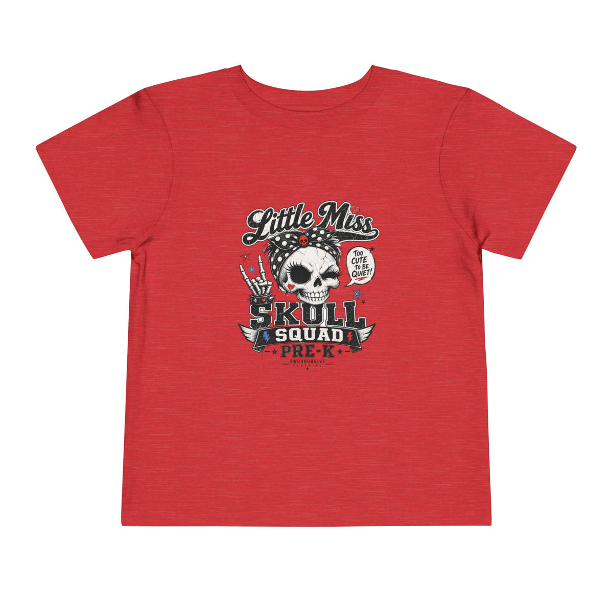 Toddler Tee - "Little Miss Skull Squad Pre-K" Cute Punk Skull Shirt for Preschool Girls