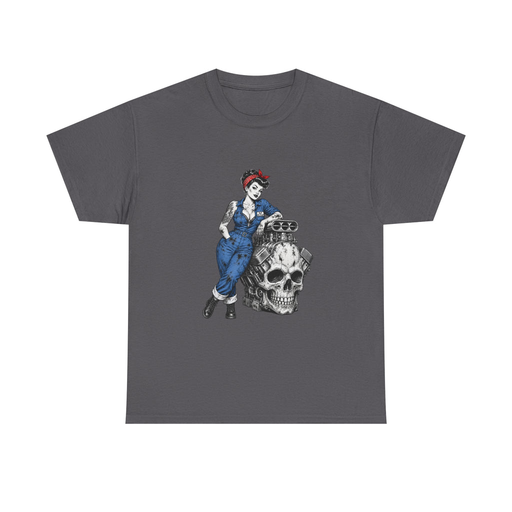 Rosie the Riveter Skull Tee — Feminist Retro Workwear Graphic T-Shirt