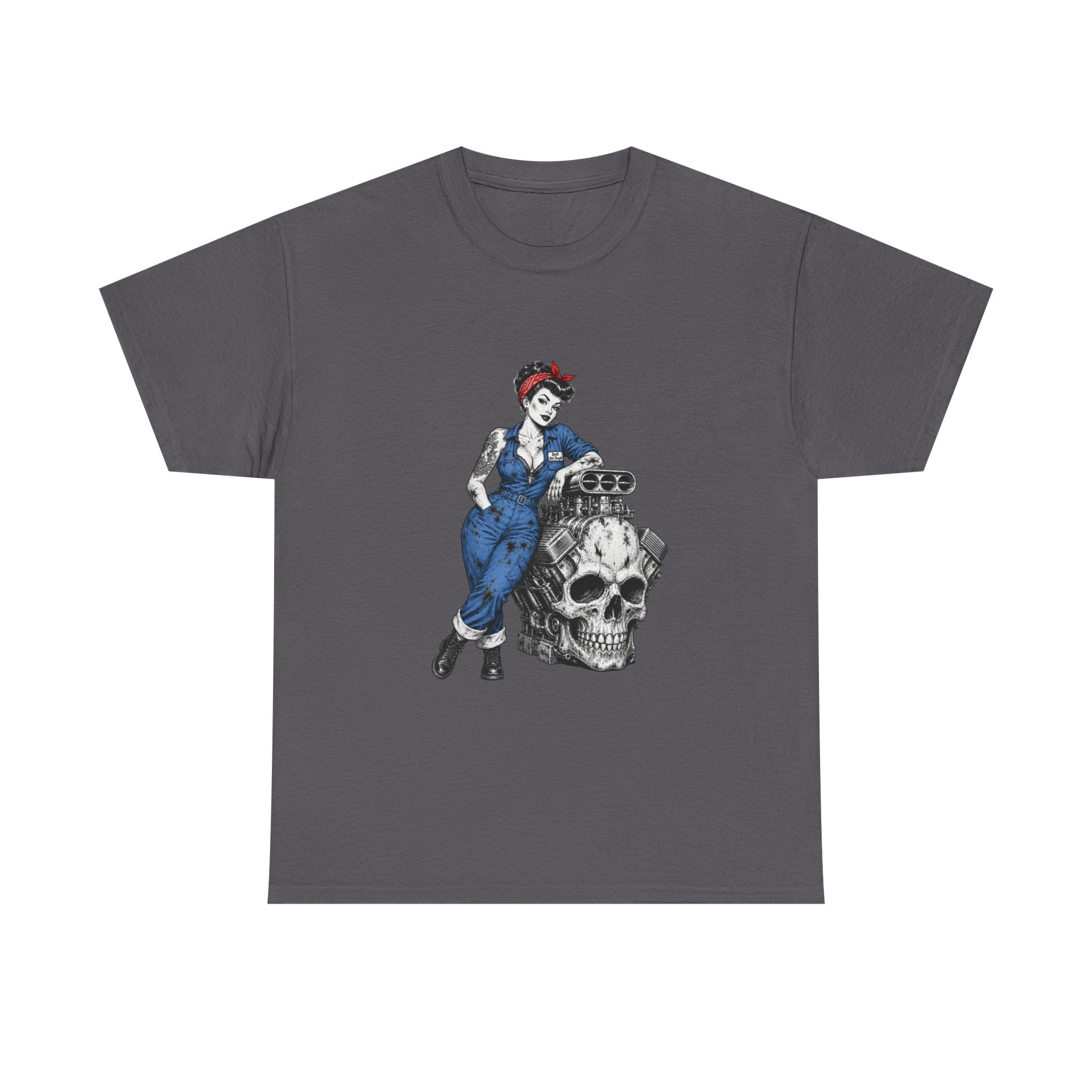 Rosie the Riveter Skull Tee — Feminist Retro Workwear Graphic T-Shirt