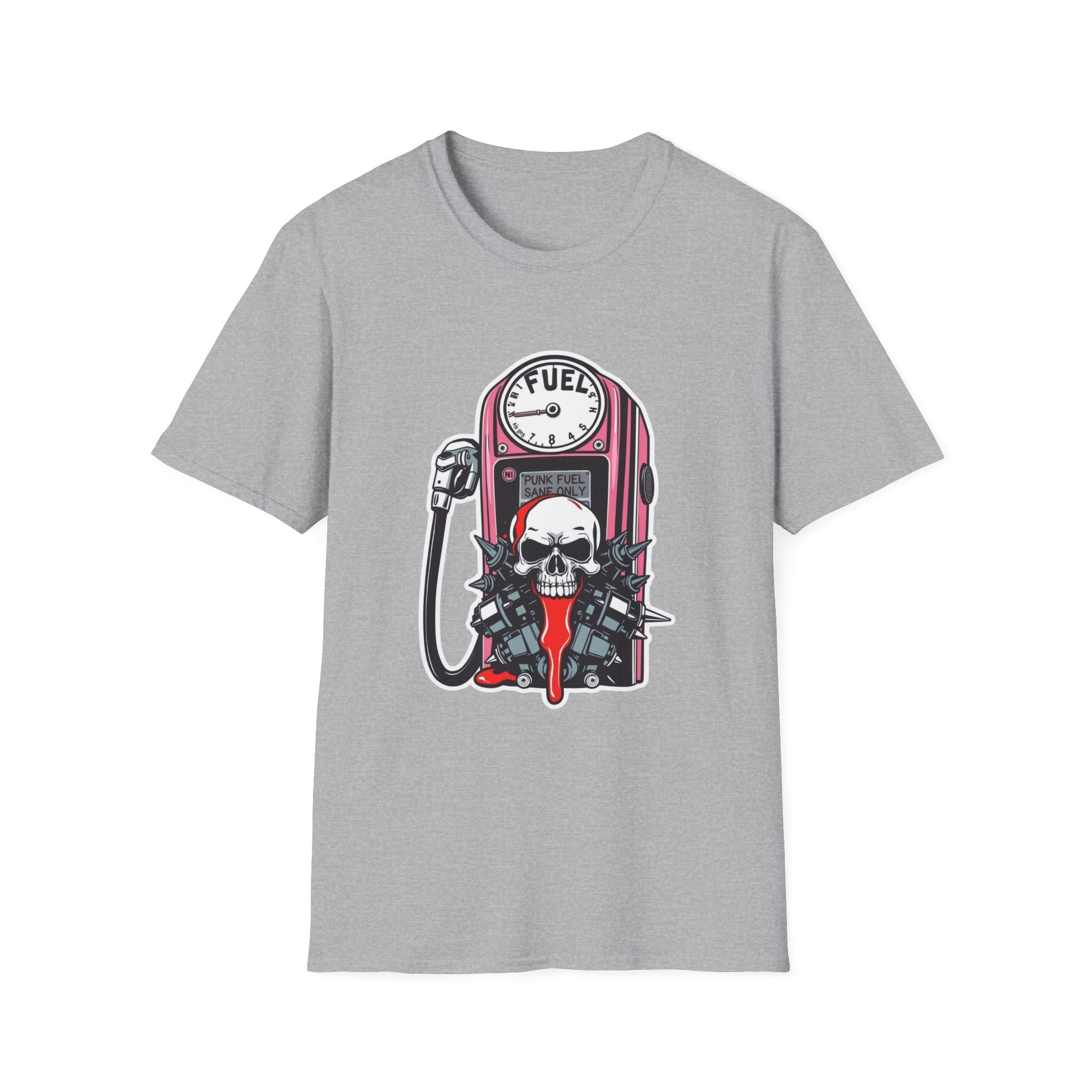 Gas Pump Skull Tee — 'Fuel' Retro Biker Graphic T-Shirt