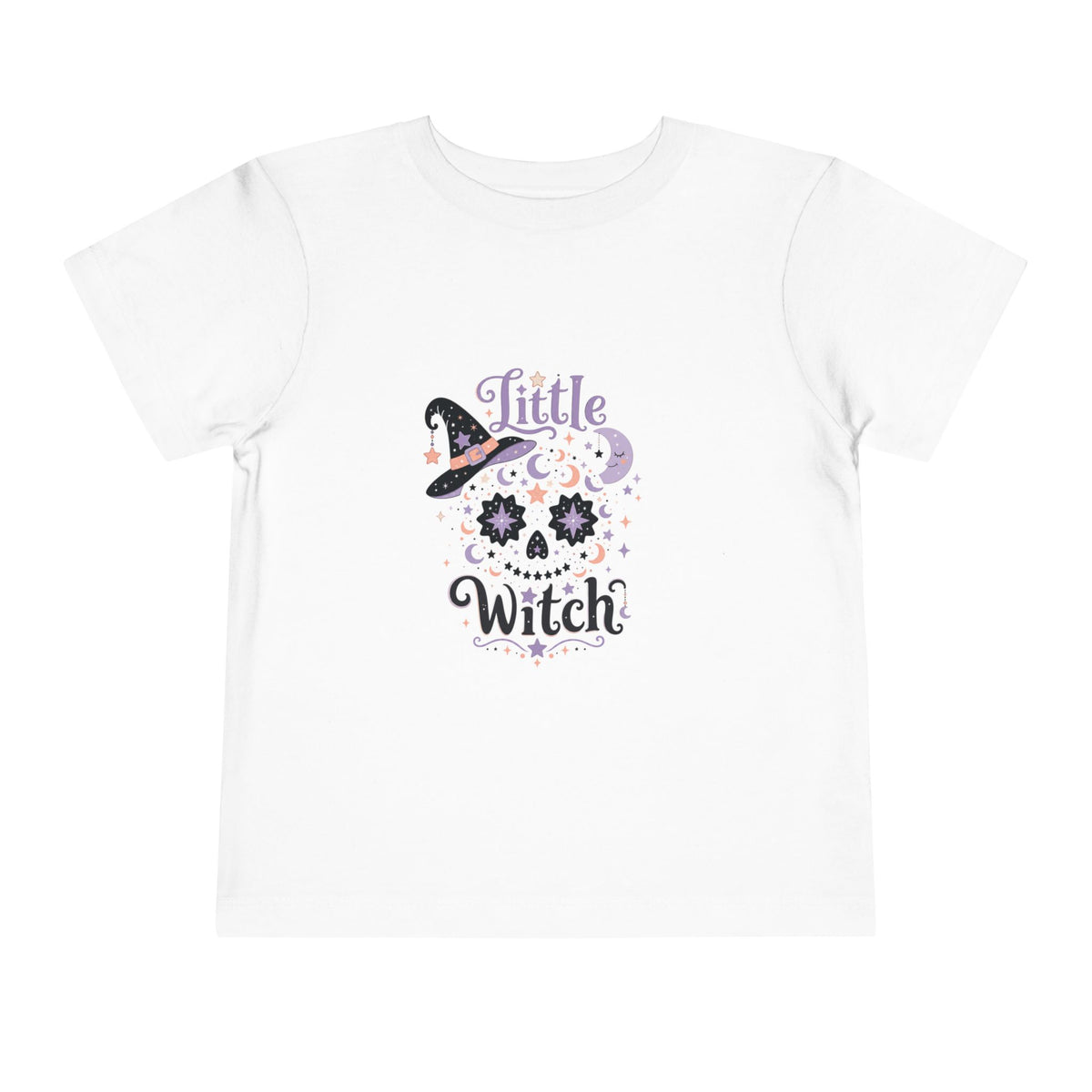 Toddler Tee — "Little Witch" Halloween Skull Hat Graphic