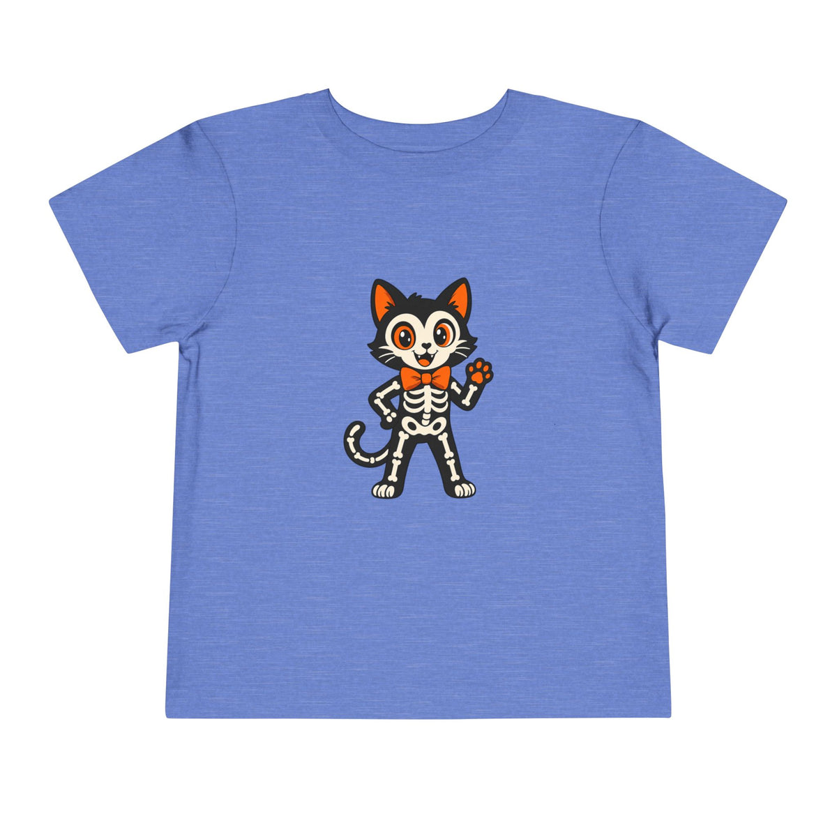 Toddler Tee — Cute Cat Skeleton Halloween Shirt
