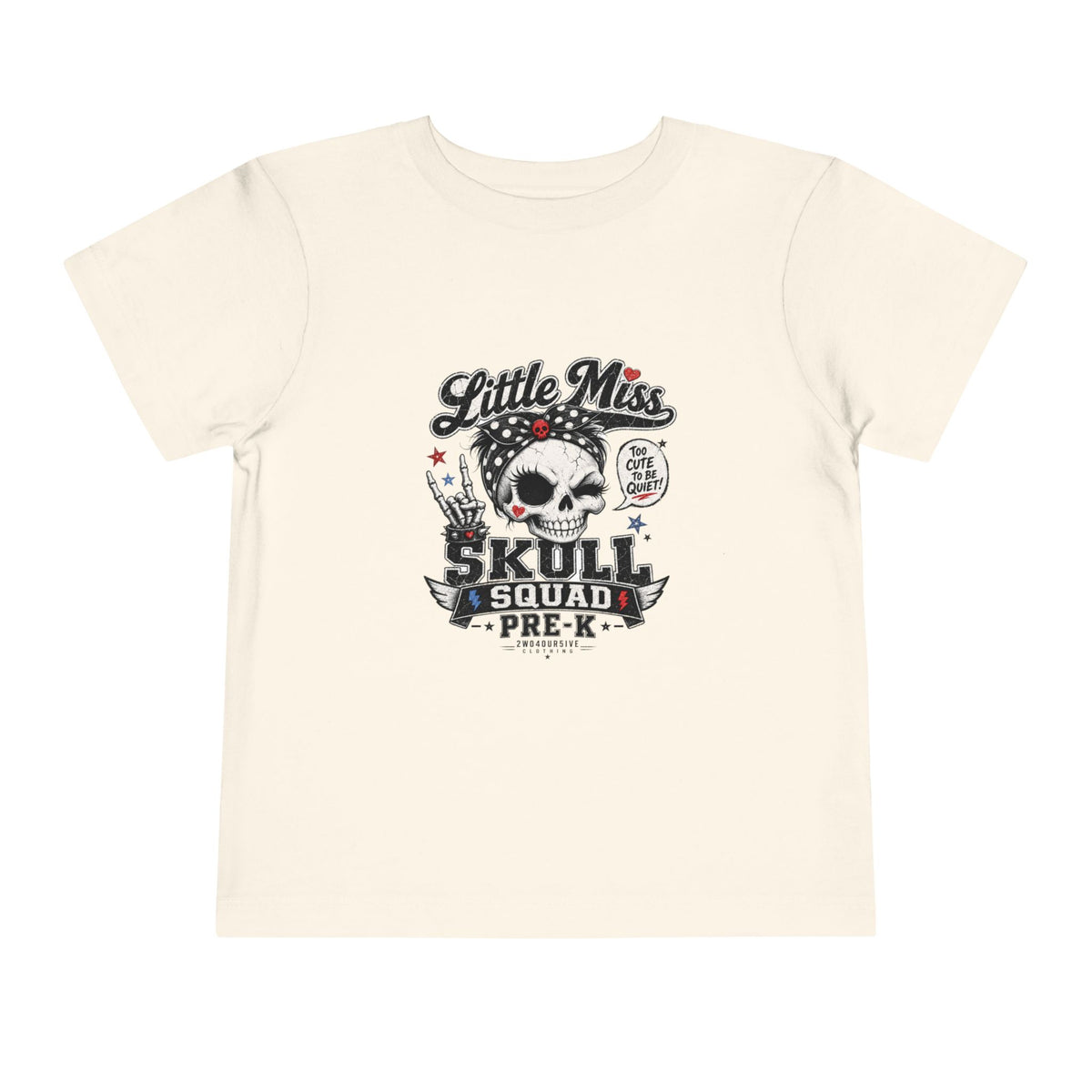 Toddler Tee - "Little Miss Skull Squad Pre-K" Cute Punk Skull Shirt for Preschool Girls