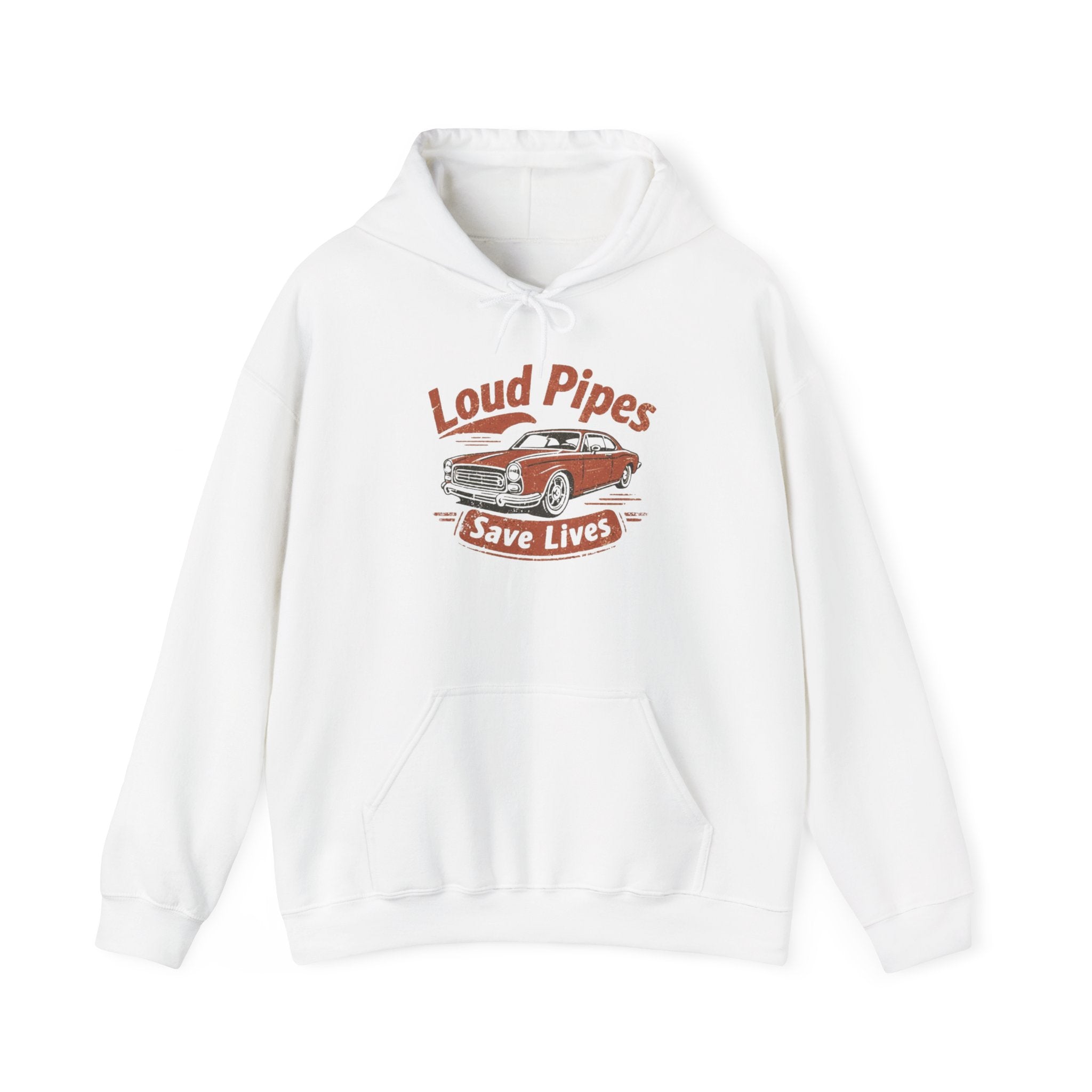 Hoodie — "Loud Pipes Save Lives" Vintage Car Graphic