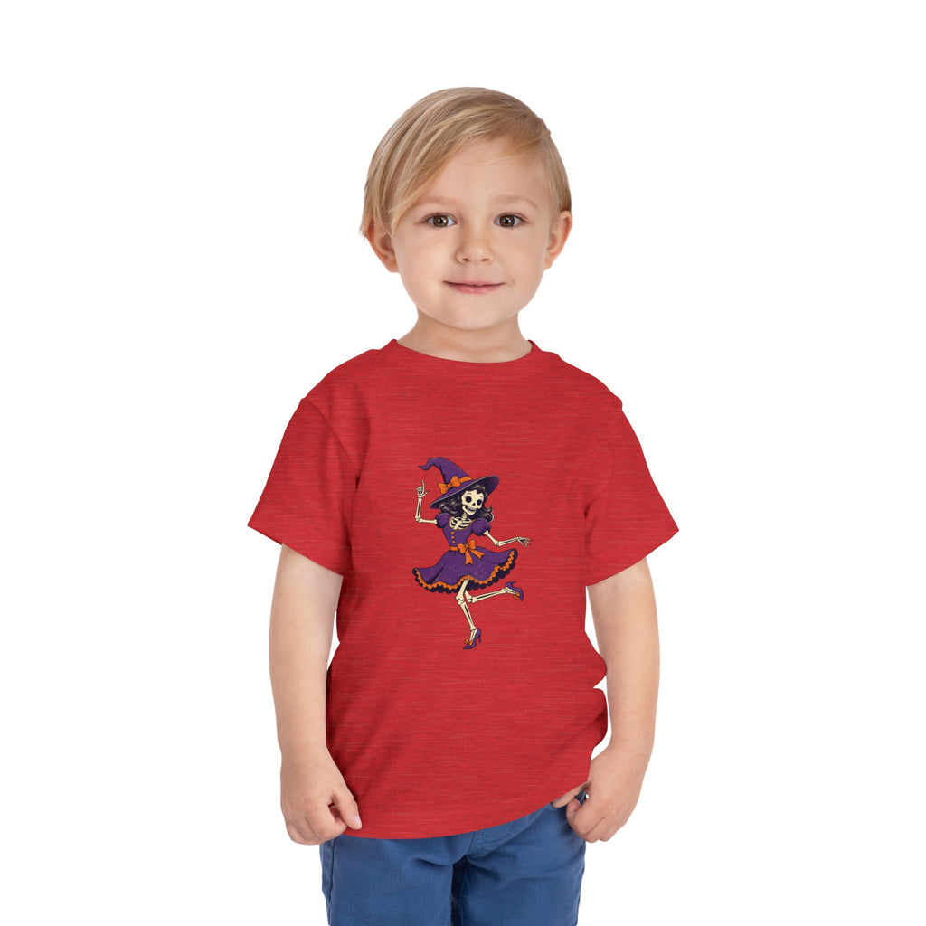 Toddler Witch Skeleton Tee — Cute Dancing Skeleton Halloween Shirt for Kids