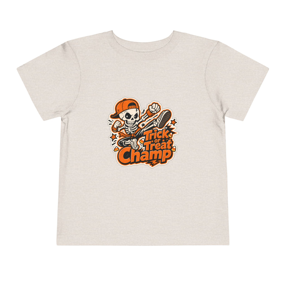 Toddler Tee — 'Trick or Treat Champ' Halloween Skeleton Skate Graphic