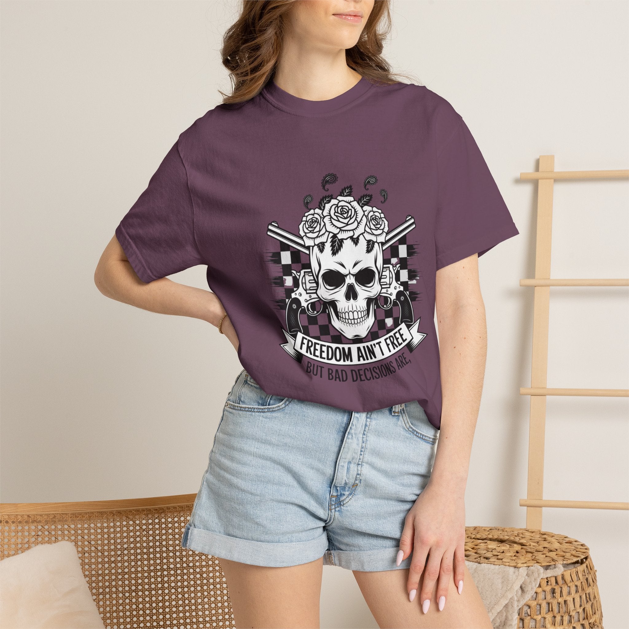 Skull & Roses T‑Shirt — "Freedom Ain't Free" Graphic Tee