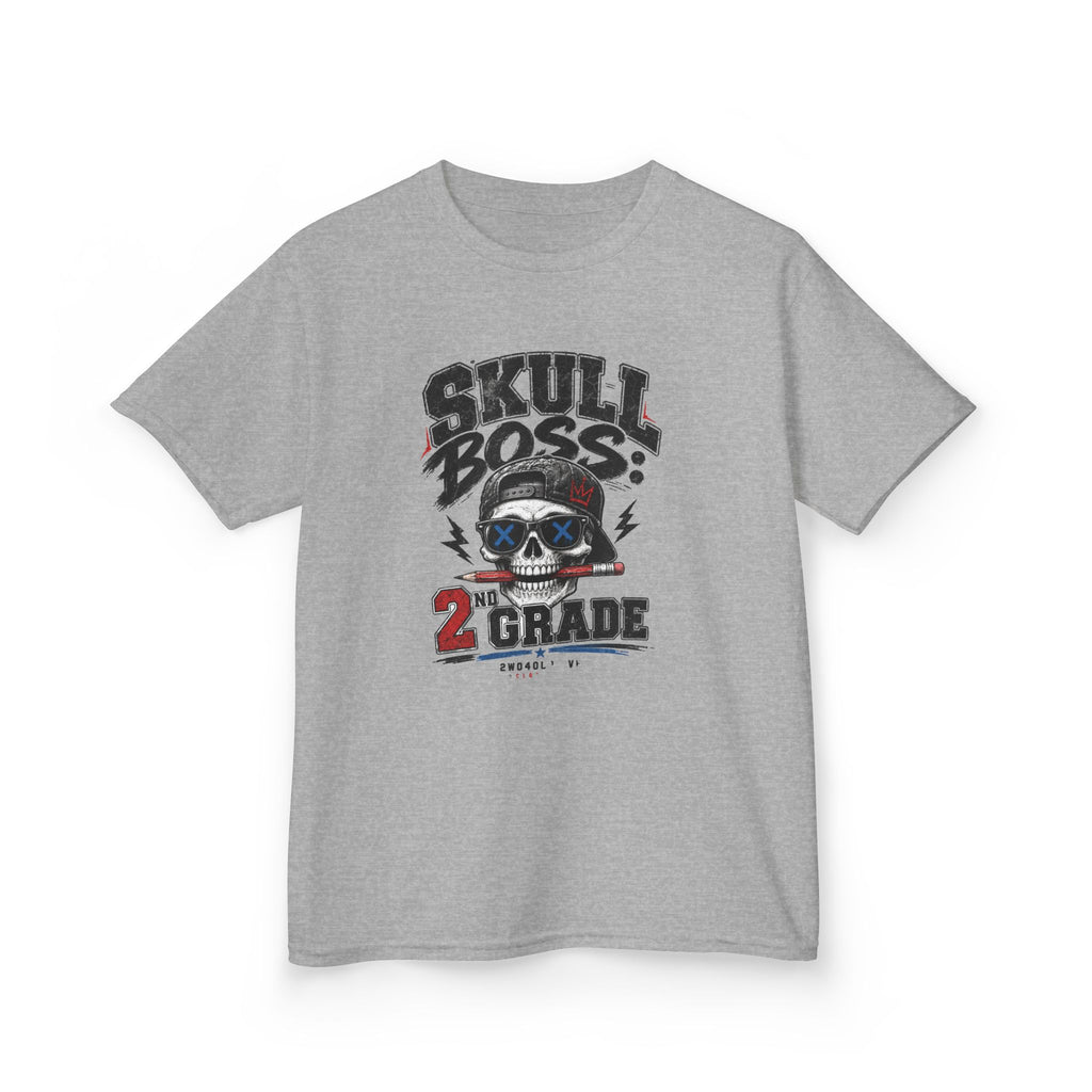 Kids Tee — "Skull Boss 2nd Grade" Back-to-School Graphic Shirt