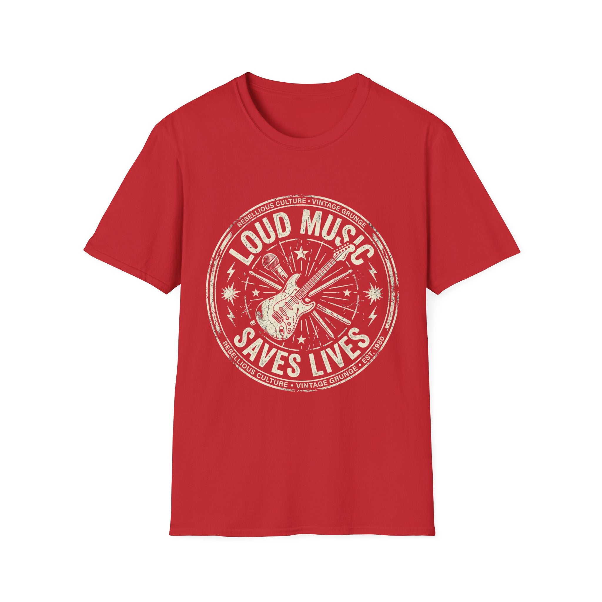 Loud Music Saves Lives Graphic T-Shirt — Vintage Guitar Rock Tee