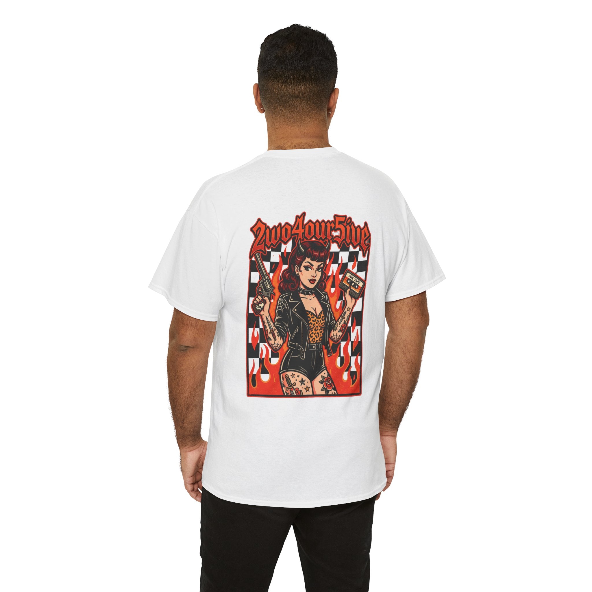 Graphic Tee — '2wo4our5ive' Pinup Racerback Design