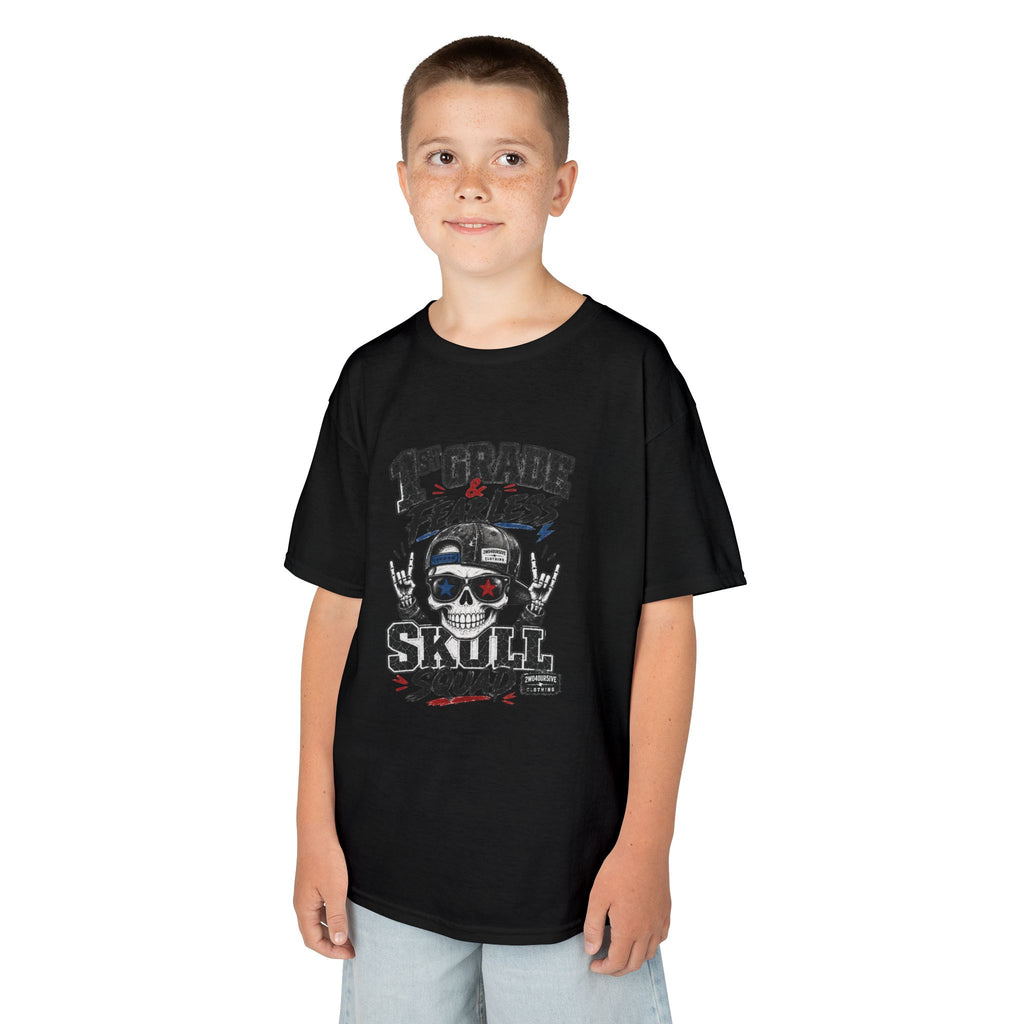 Kids Skull Squad T‑Shirt – 1st Grade Fearless Design