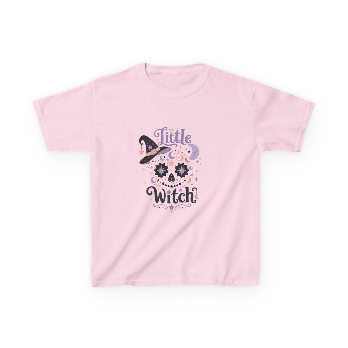 Kids T-Shirt - "Little Witch" Halloween Skull Design