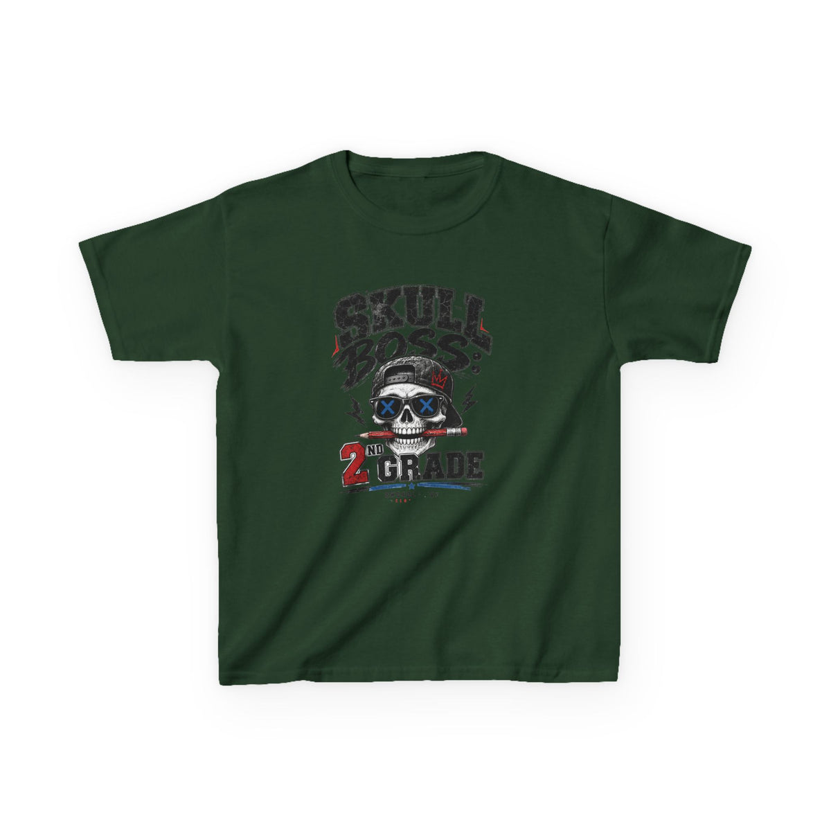 Kids Tee — "Skull Boss 2nd Grade" Back-to-School Graphic Shirt