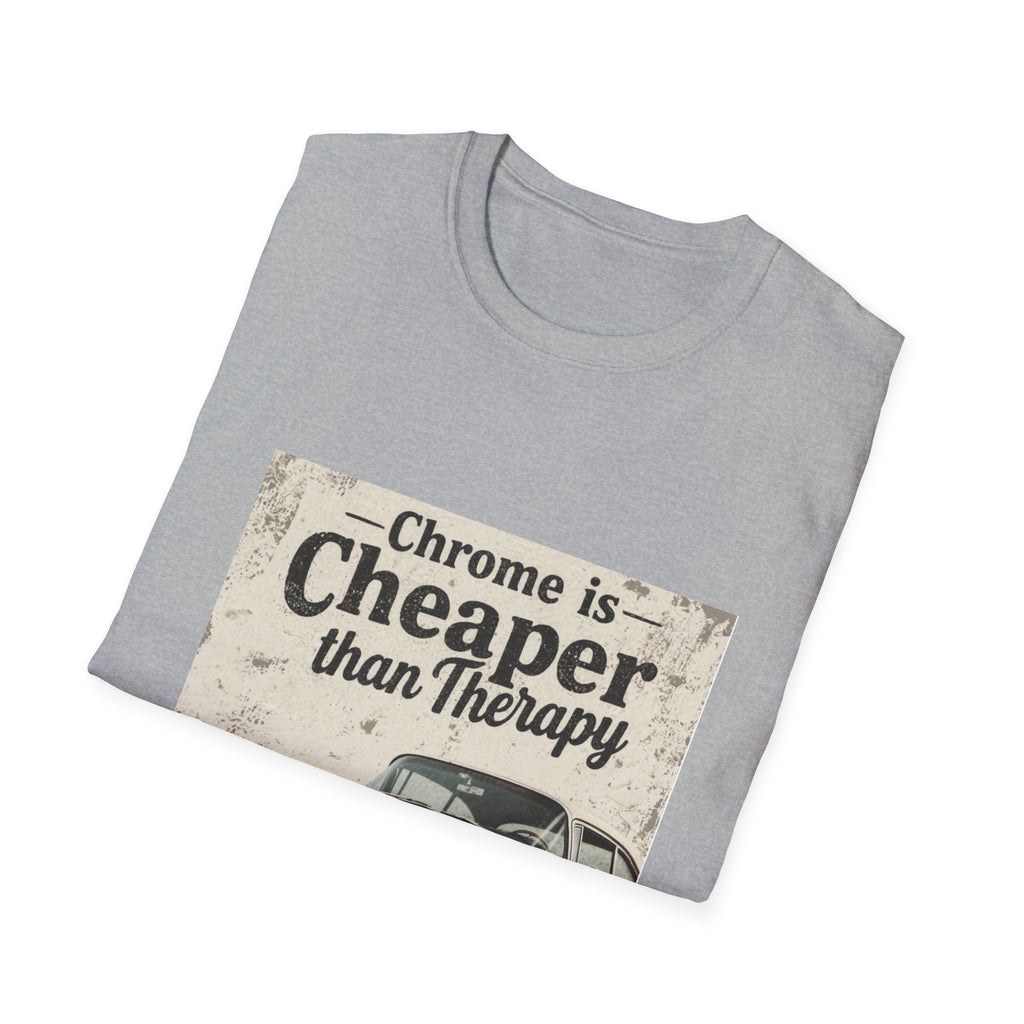 T‑Shirt — "Chrome is Cheaper Than Therapy" Vintage Car Graphic