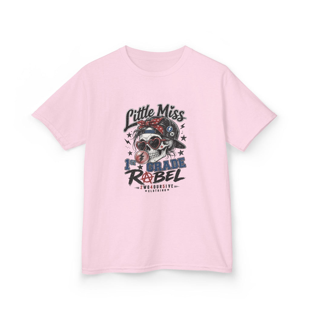 Kids T-Shirt — "Little Miss Rebel" Skull Bandana Graphic