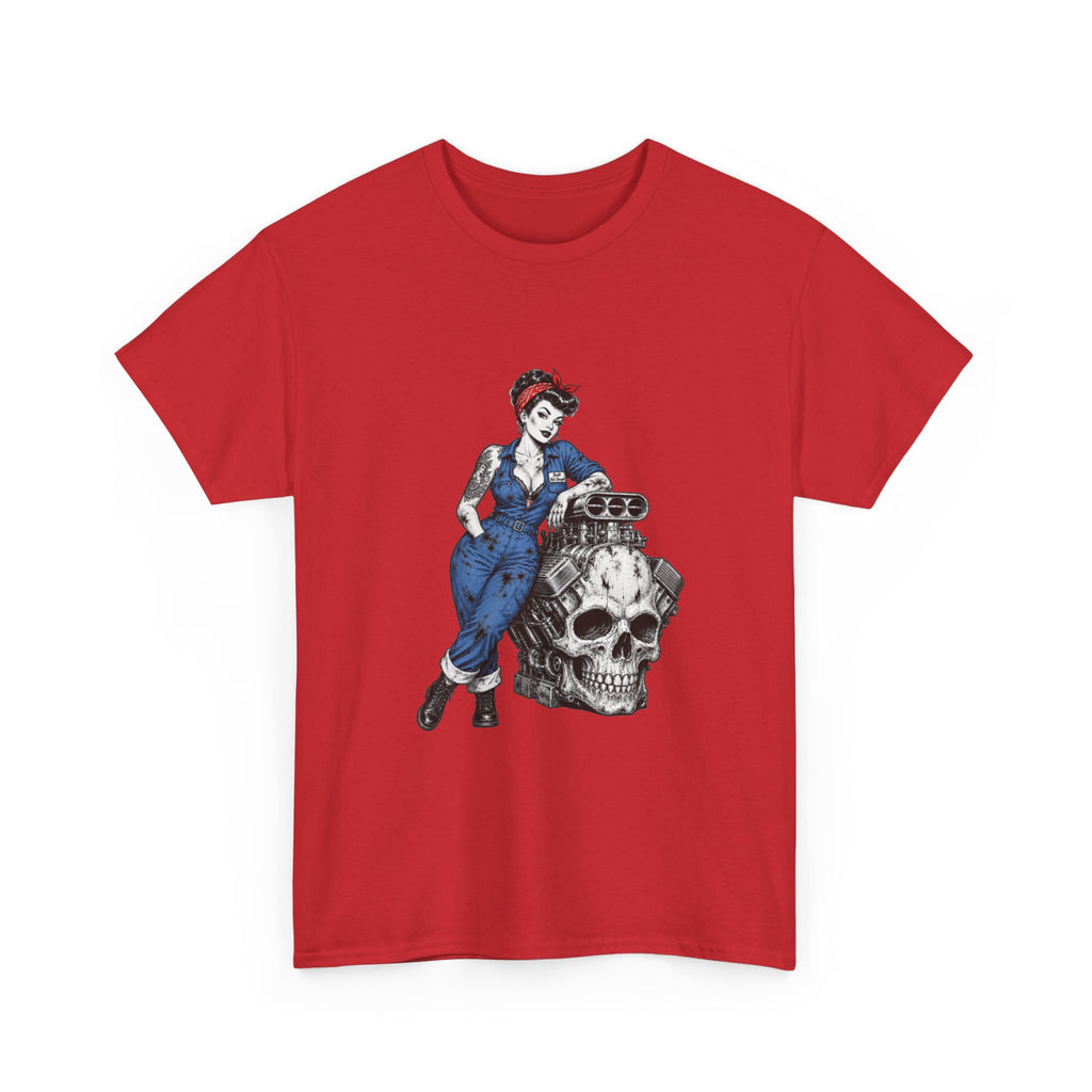 Rosie the Riveter Skull Tee — Feminist Retro Workwear Graphic T-Shirt