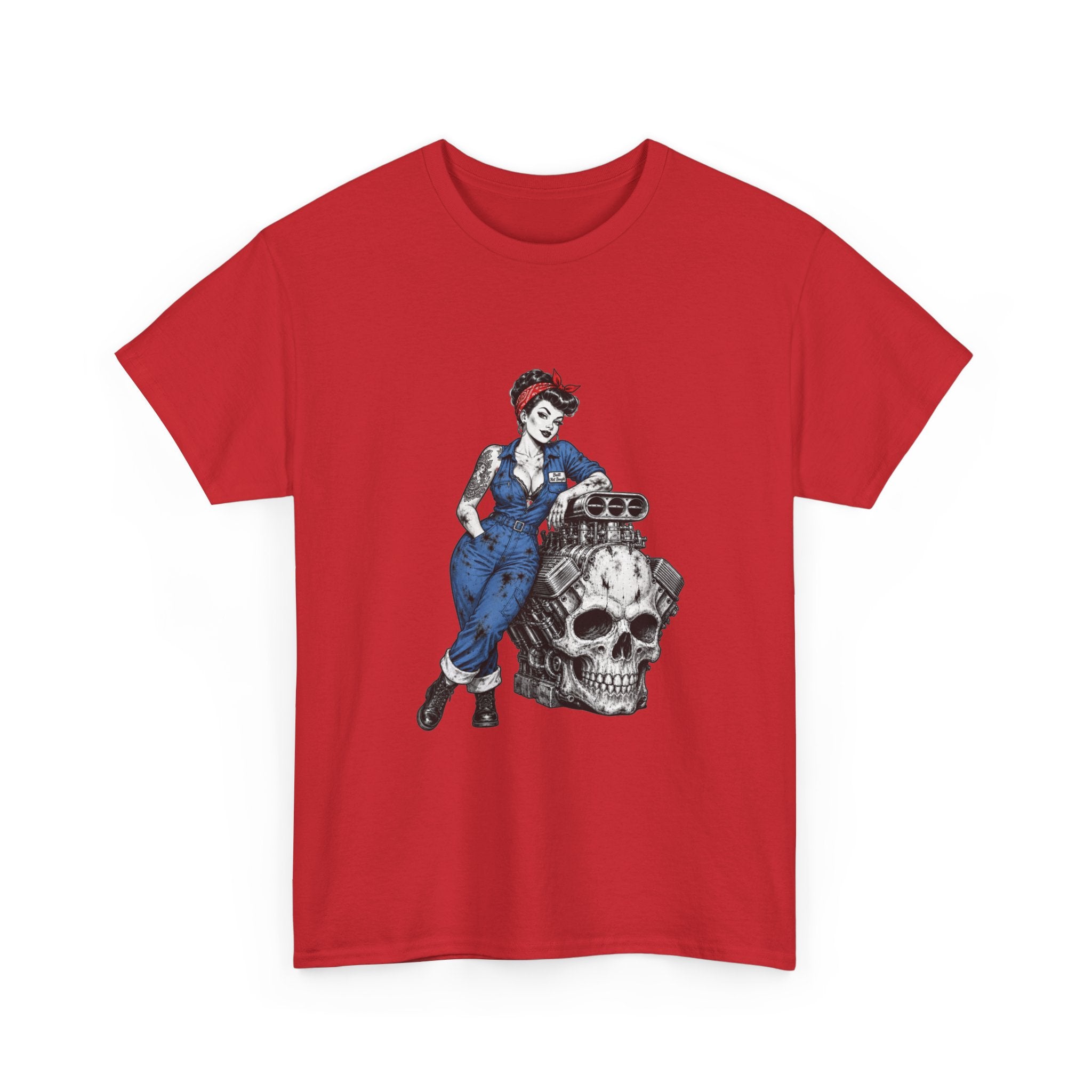 Rosie the Riveter Skull Tee — Feminist Retro Workwear Graphic T-Shirt