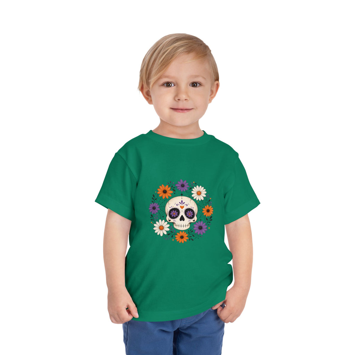 Toddler Tee — Floral Sugar Skull Day of the Dead Kids Shirt