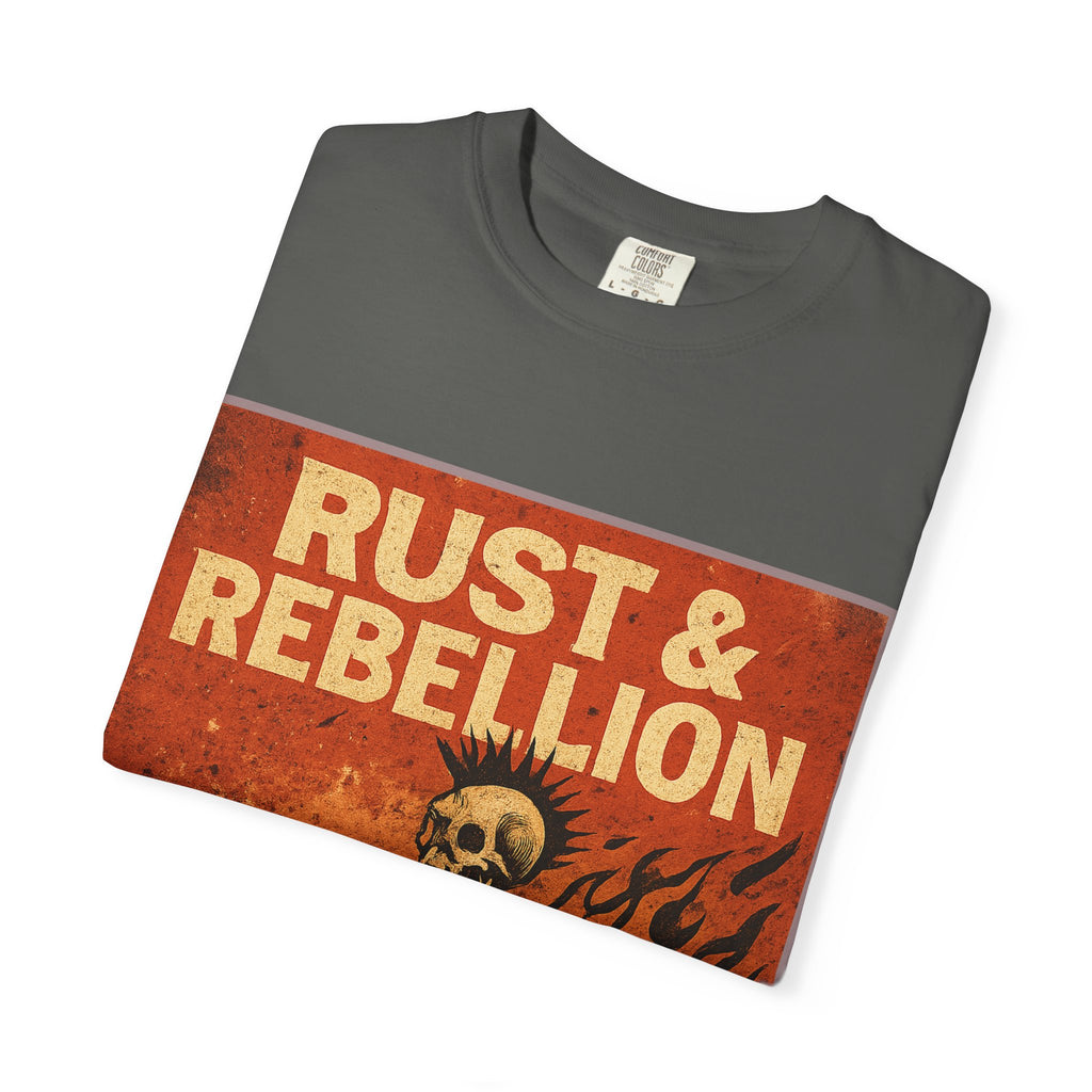 Rust & Rebellion Graphic T-Shirt — Skull Muscle Car Vintage Poster Design