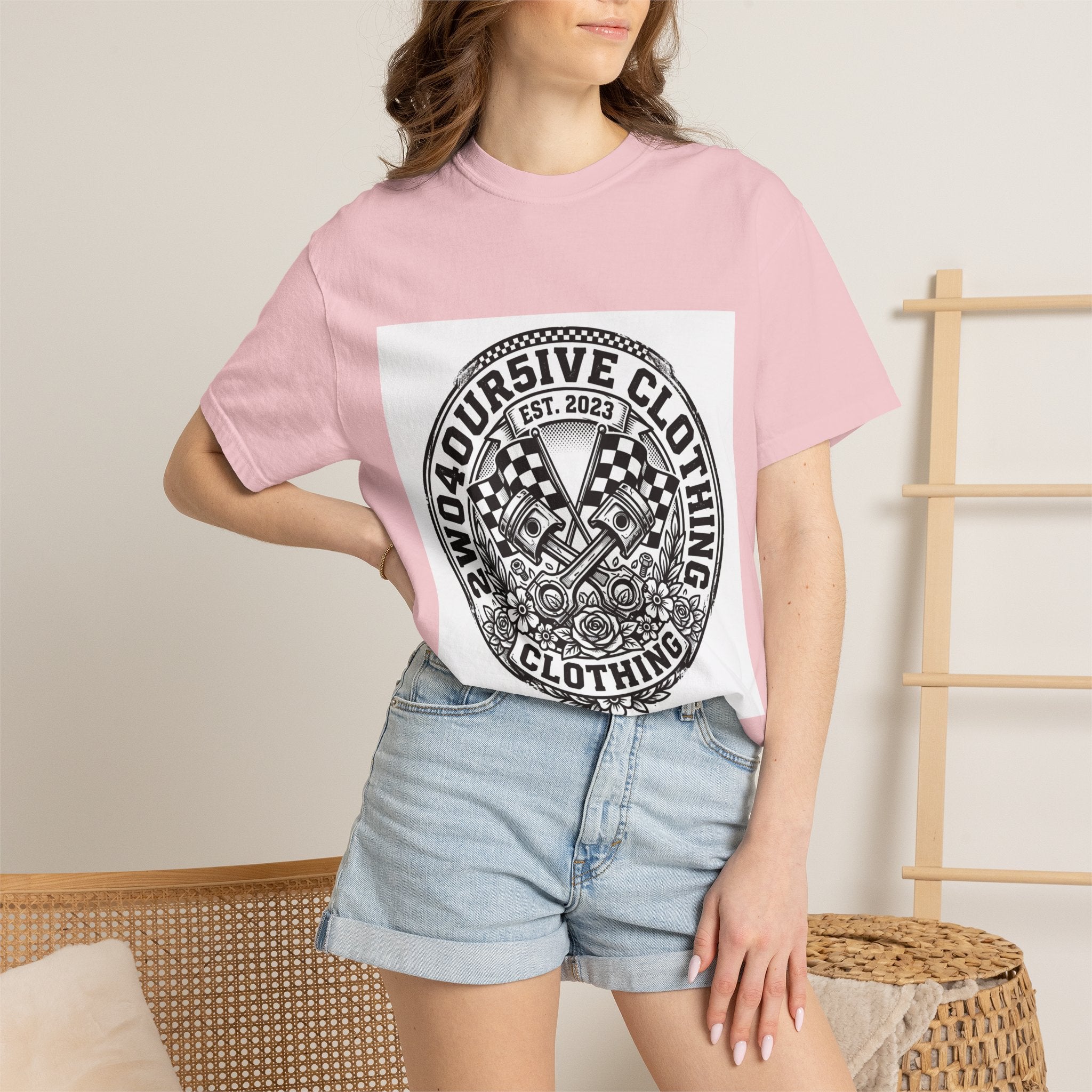 Vintage Racing Crest T-Shirt — '2W04OURSIVE CLOTHING' Graphic Tee