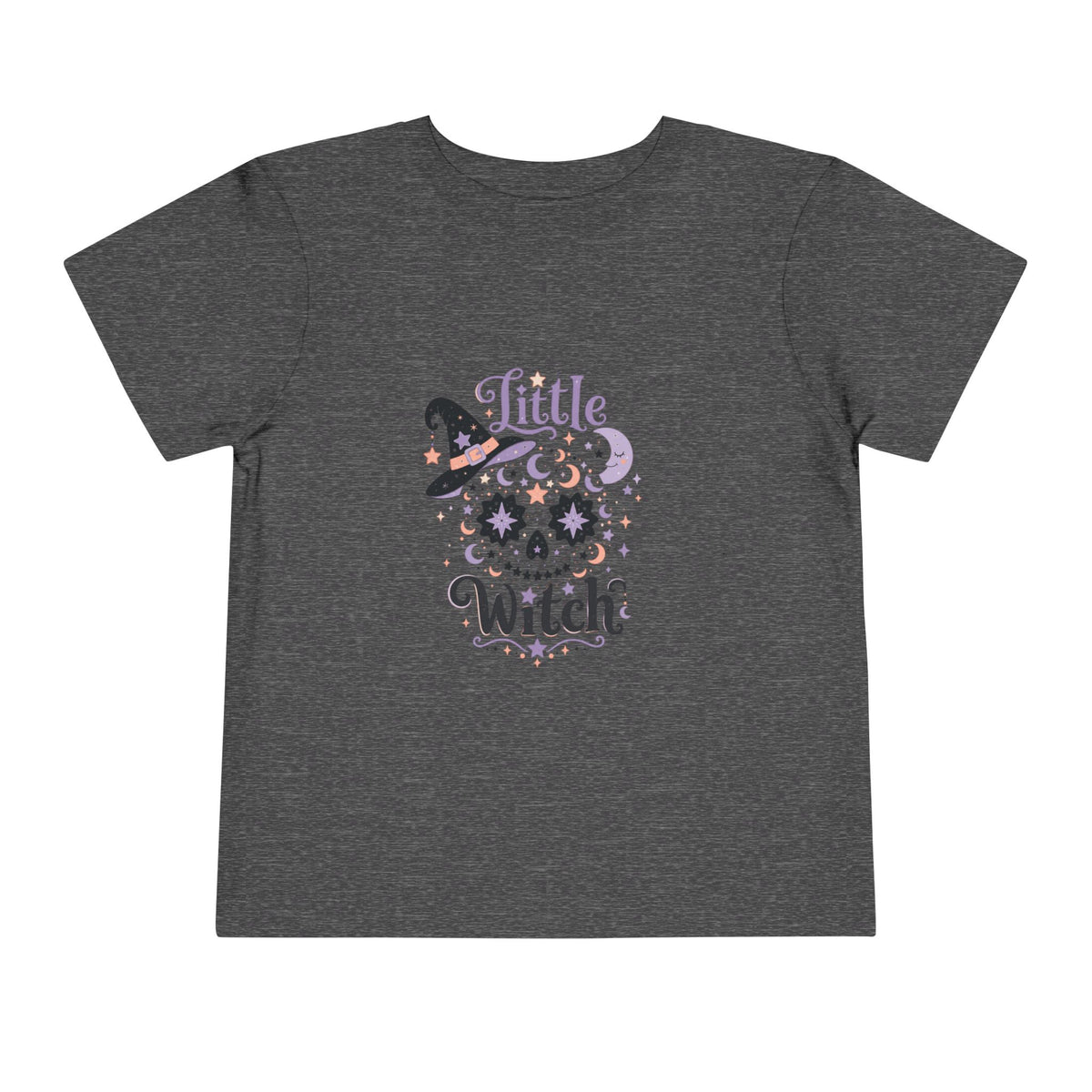 Toddler Tee — "Little Witch" Halloween Skull Hat Graphic