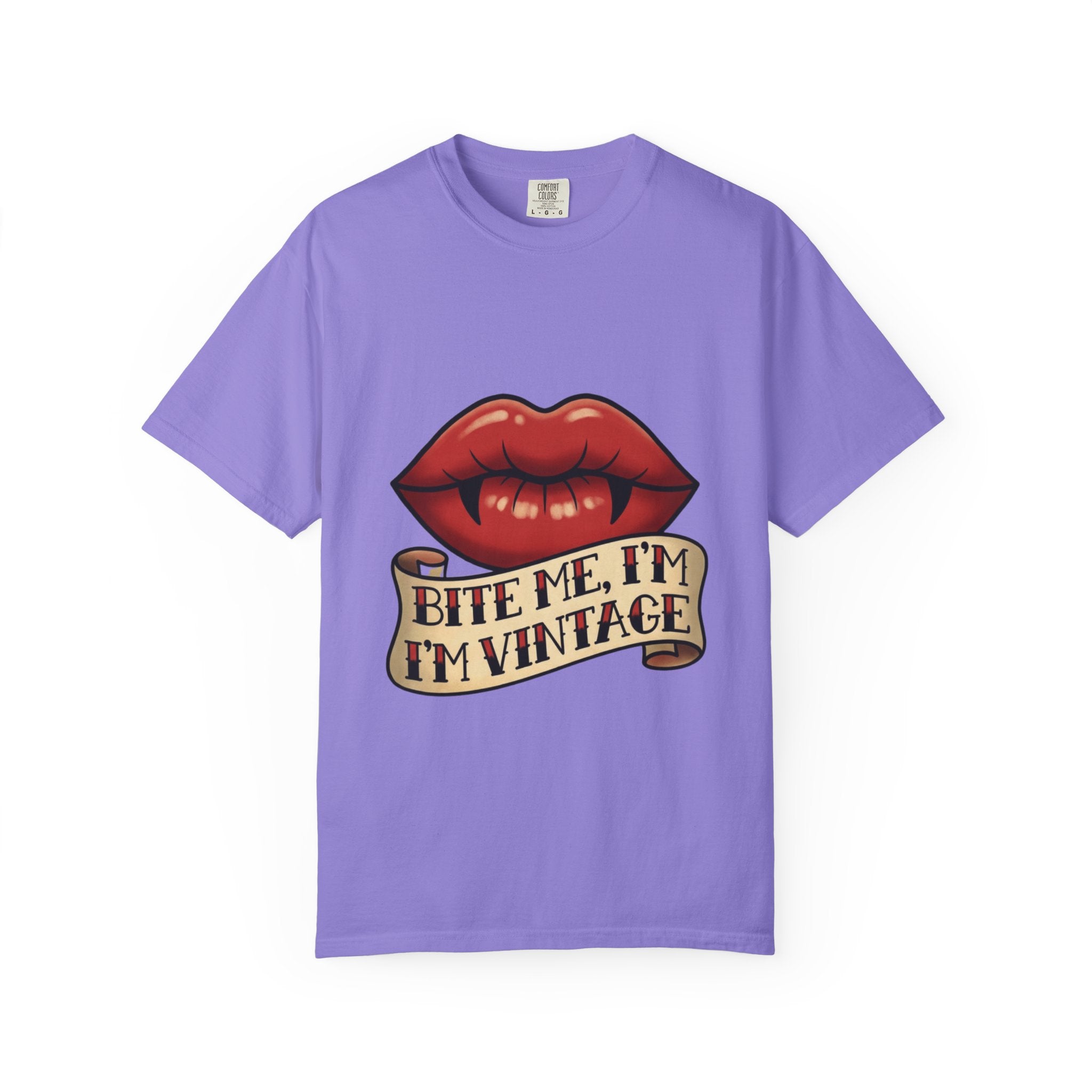 Vintage Tattoo Lips T-Shirt — "Bite Me, I'm Vintage" Graphic Tee