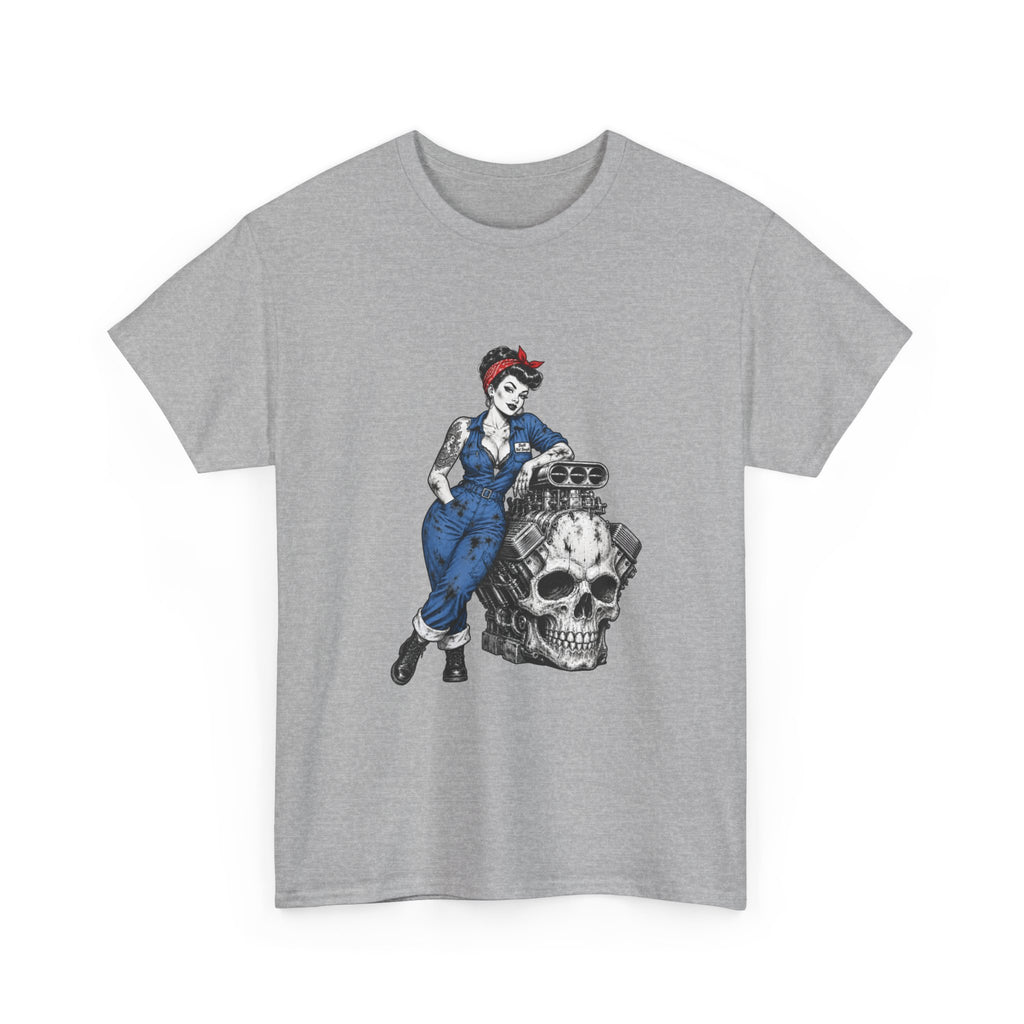 Rosie the Riveter Skull Tee — Feminist Retro Workwear Graphic T-Shirt