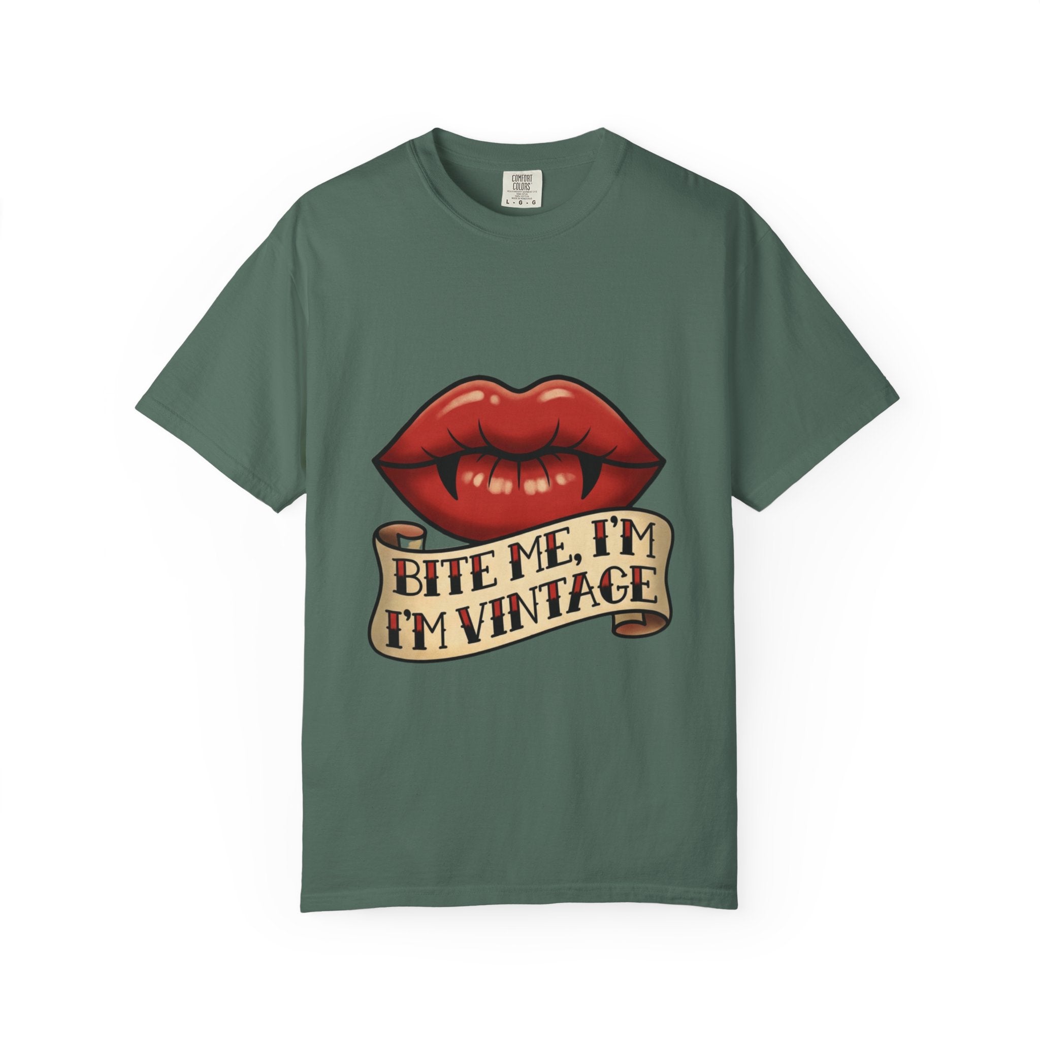 Vintage Tattoo Lips T-Shirt — "Bite Me, I'm Vintage" Graphic Tee
