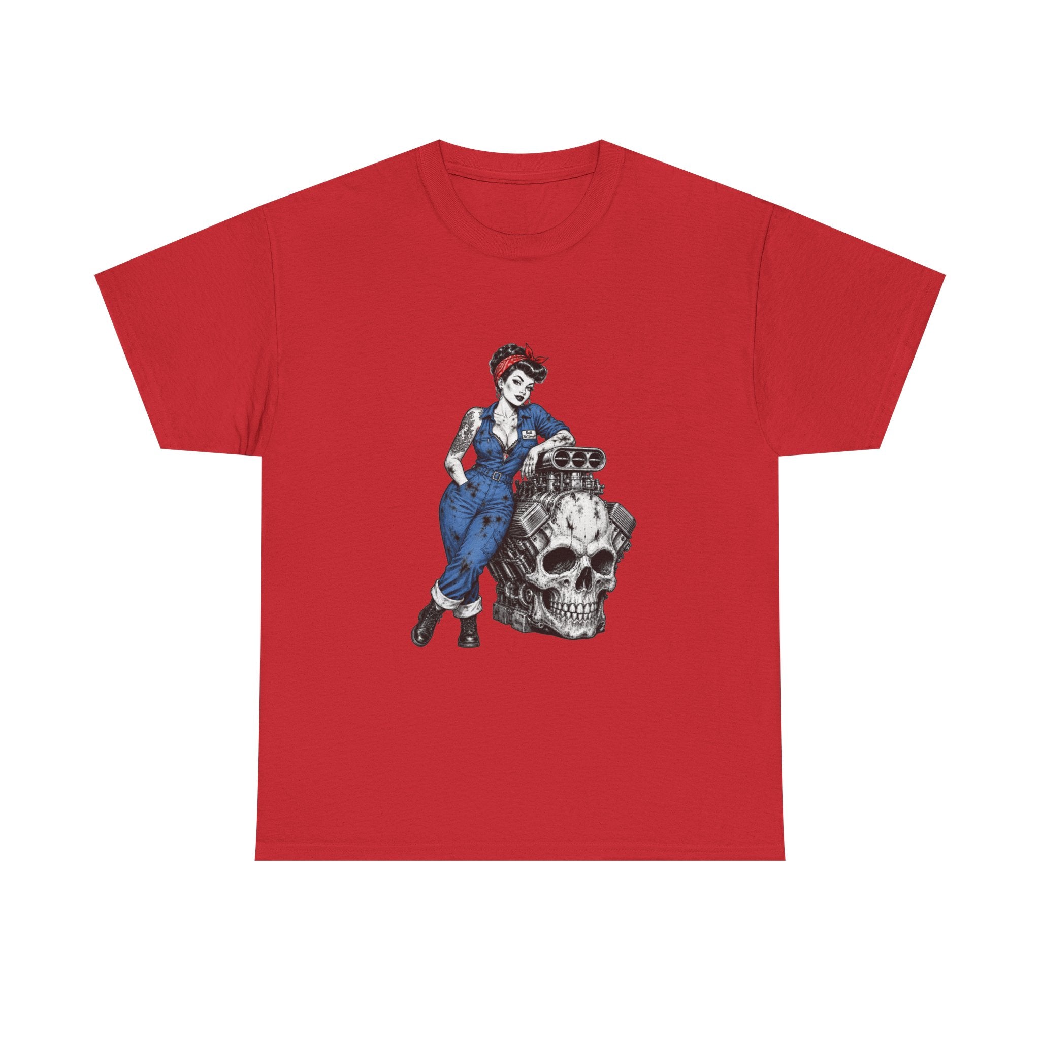 Rosie the Riveter Skull Tee — Feminist Retro Workwear Graphic T-Shirt