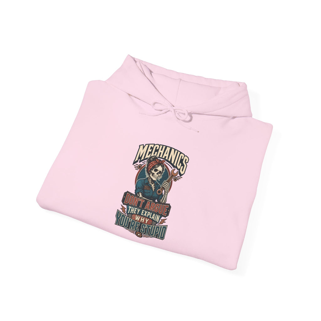 Mechanics Don't Argue Hoodie | Funny Vintage Skeleton Mechanic