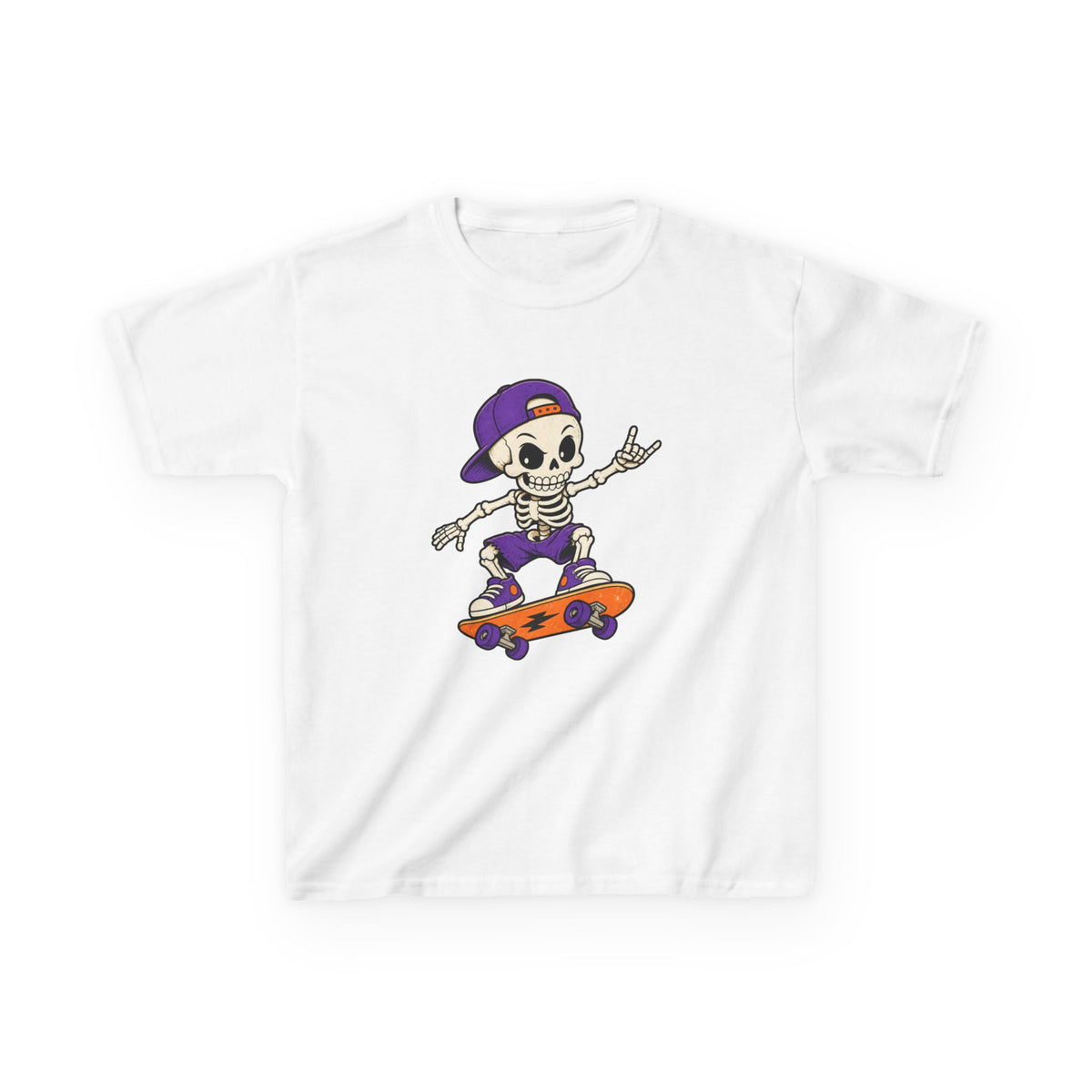 Kids Skateboard Skeleton T-Shirt – Cool Skateboarder Graphic Tee for Boys & Girls