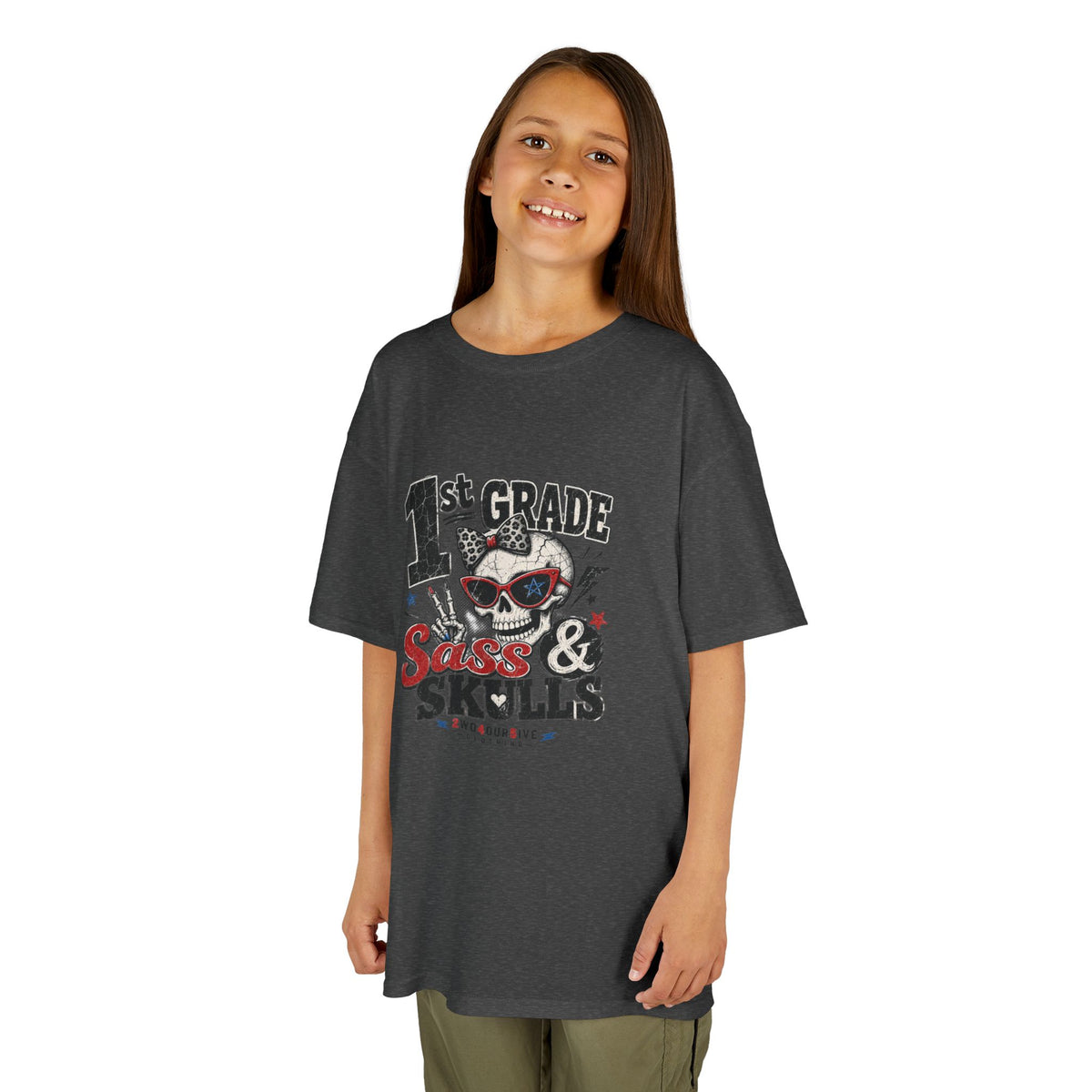 1st Grade Skulls & Sparks Kids Tee — Cute Rocker School Shirt for Back to School